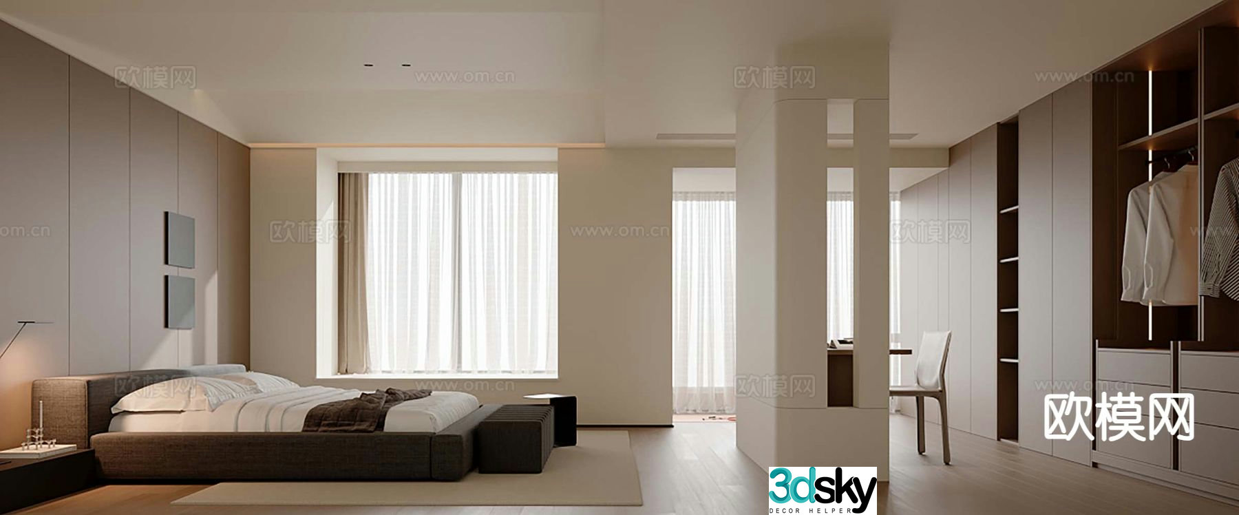 Modern bedroom master bedroom dressing room 3d model
