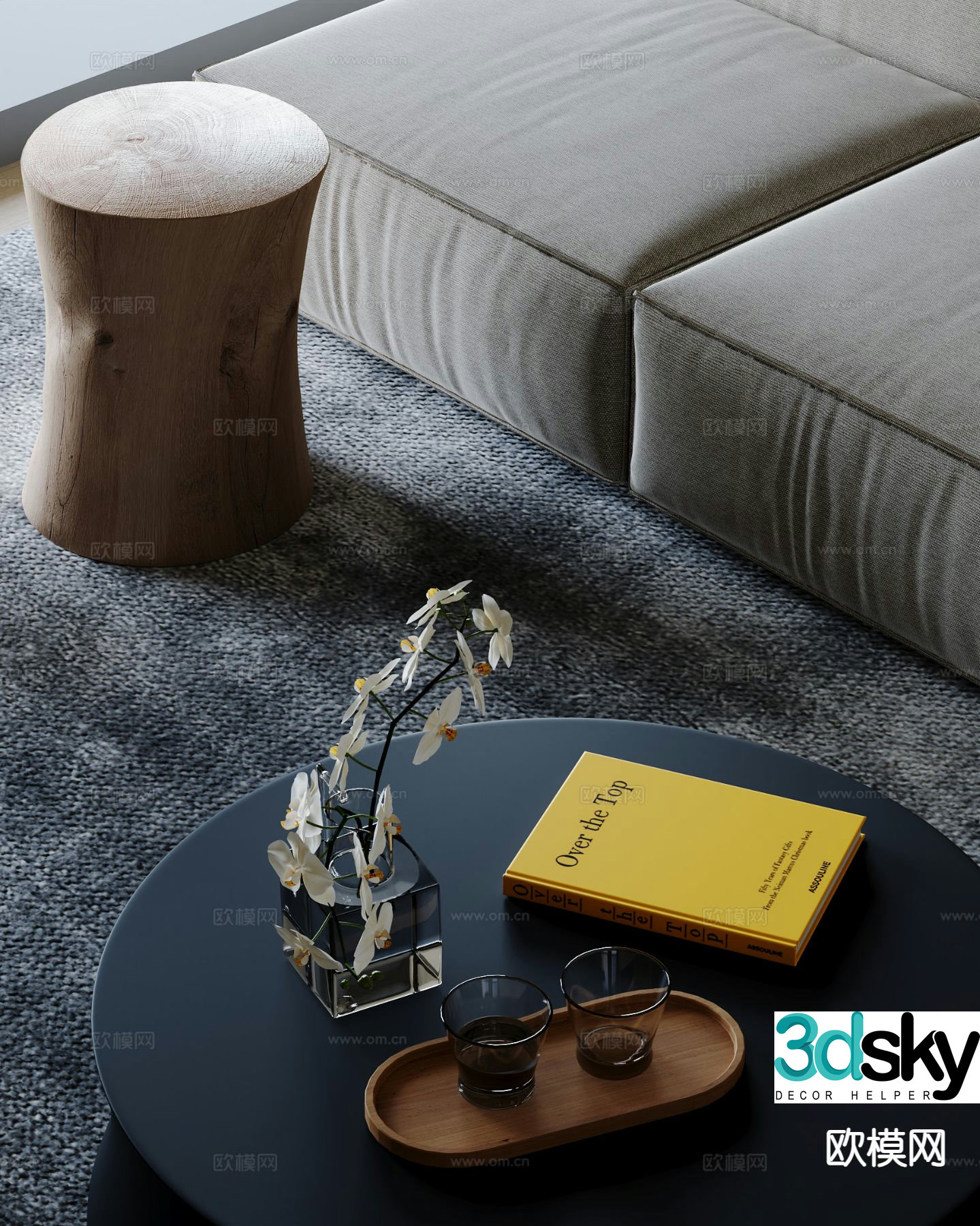 Modern sofa coffee table modular sofa 3d model