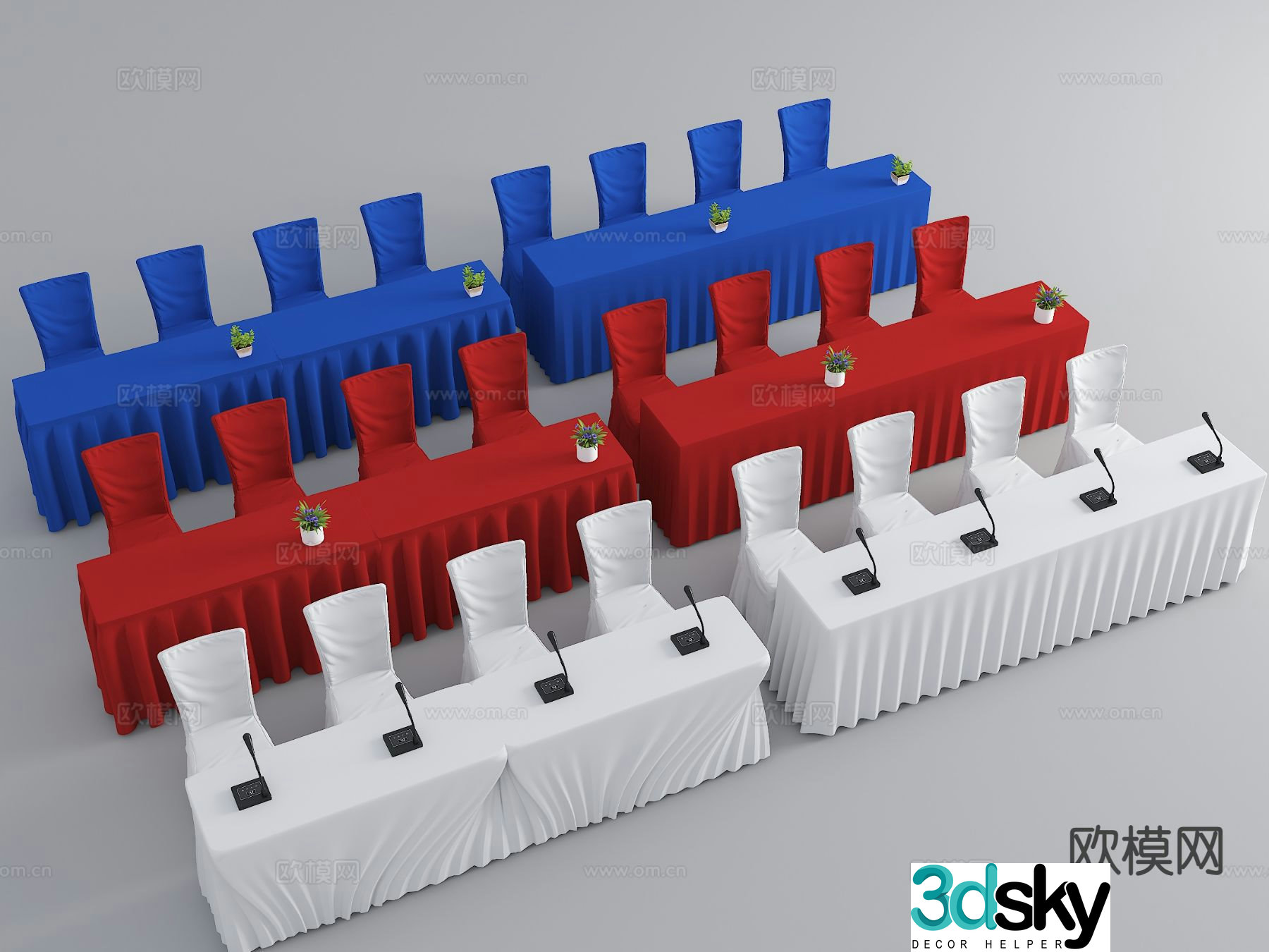 Modern VIP table coffee break table tablecloth reception table 3d model