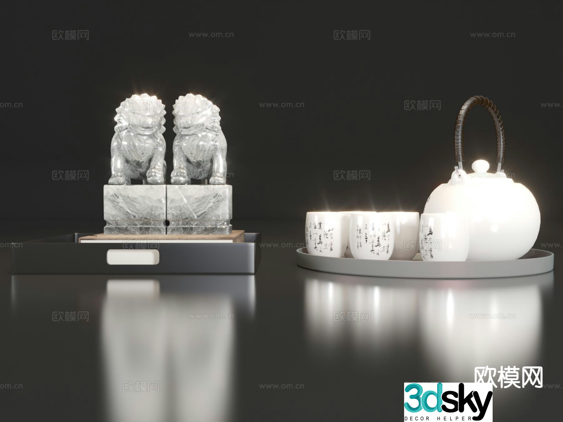 New Chinese style jewelry tea tray 3D model