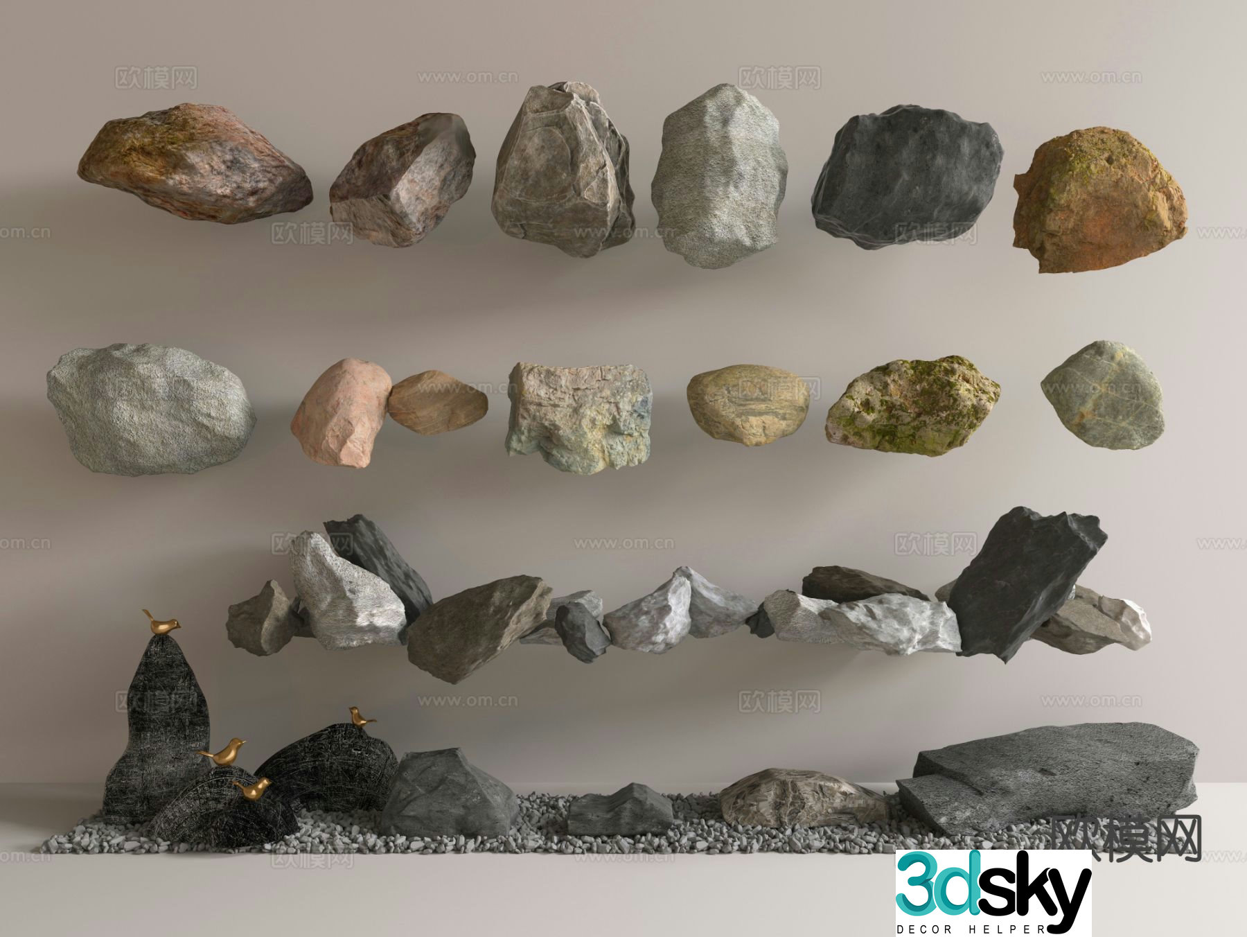 Modern stone Xuelang stone strip stone landscape stone 3d model
