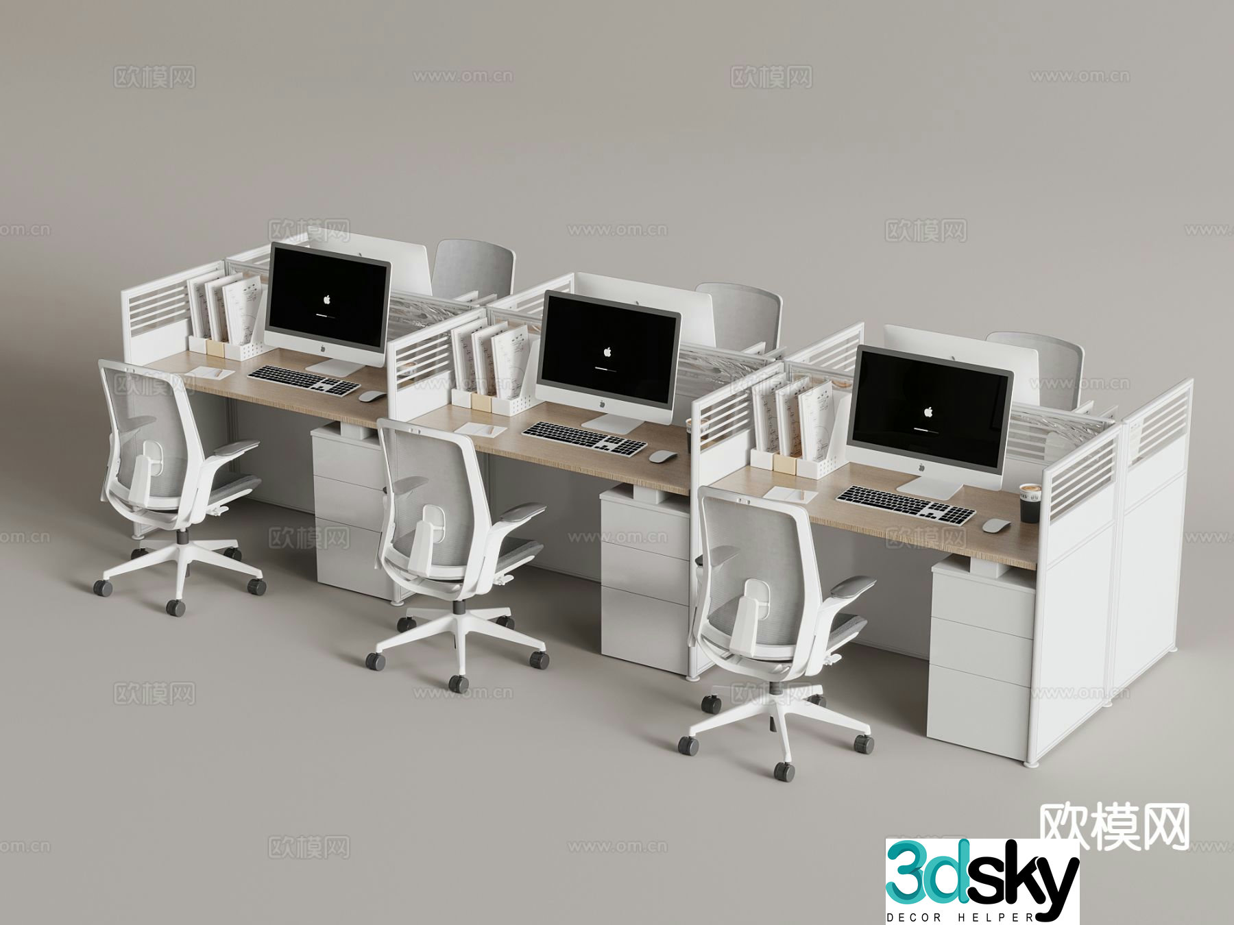 Modern desk work station post 3D model