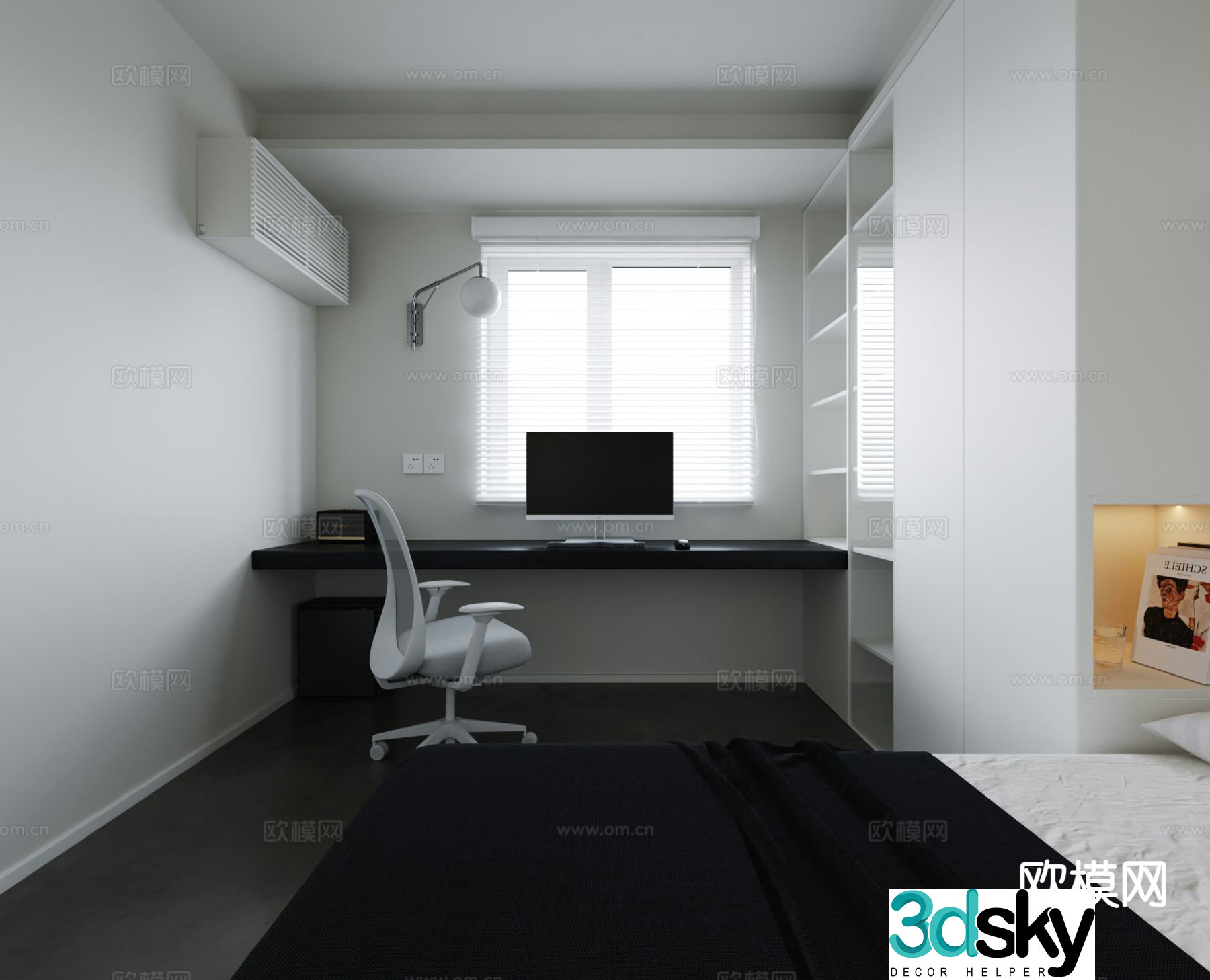 Modern minimalist study 3d model