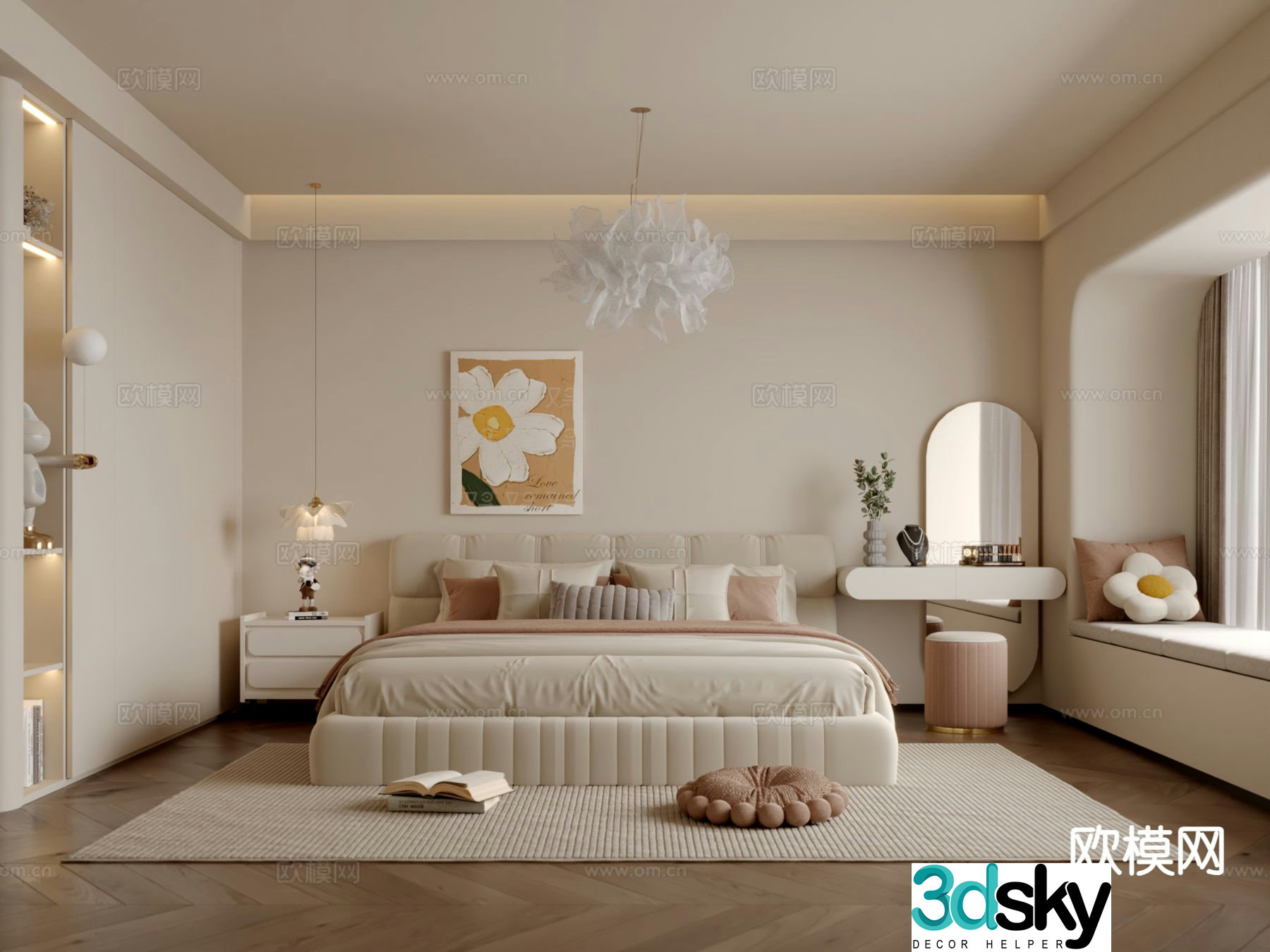 Cream style bedroom master bedroom 3d model