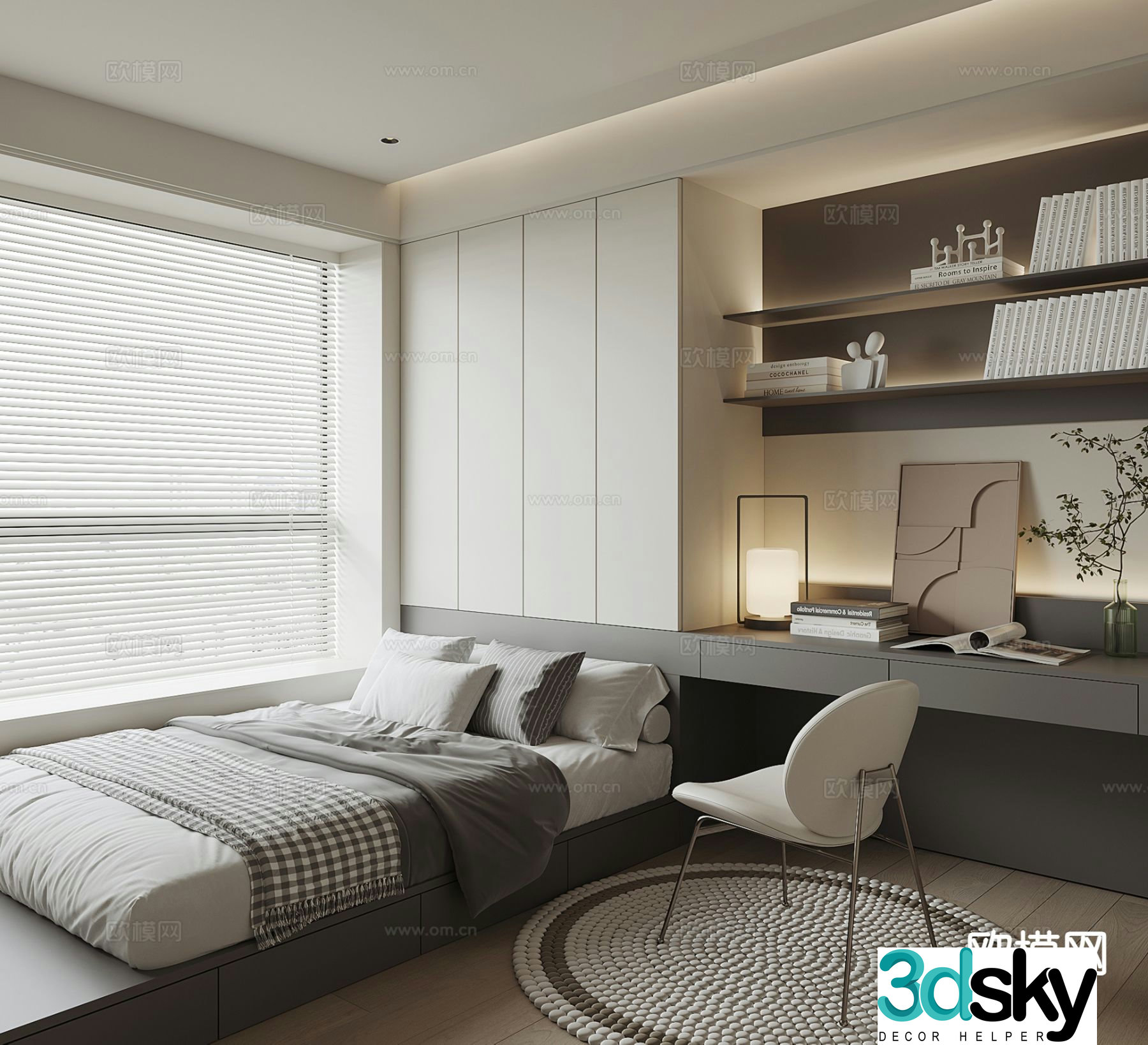 Modern tatami bedroom 3d model
