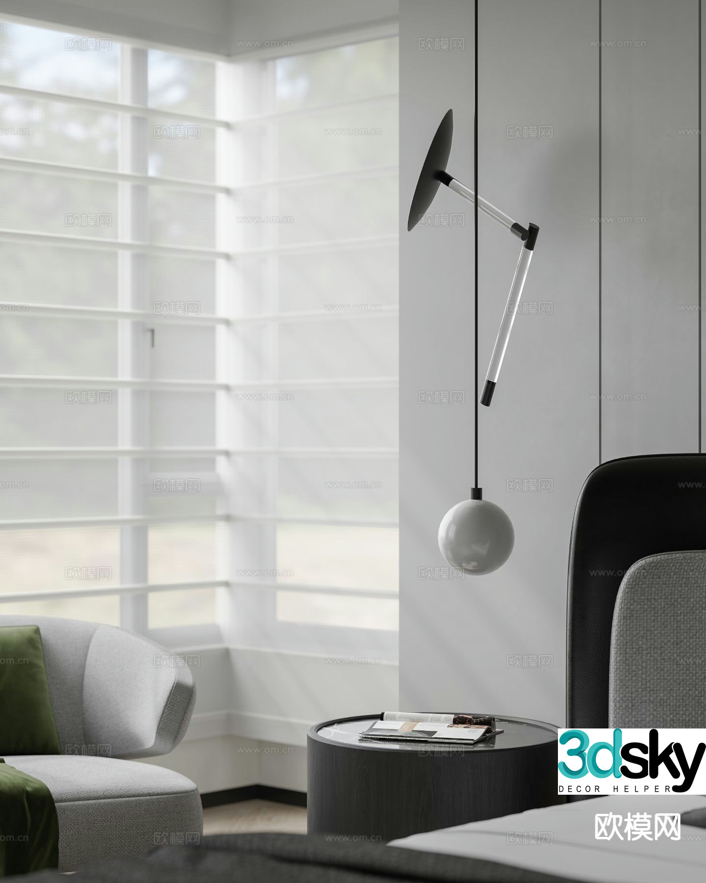 Modern chandelier bedside small chandelier 3d model