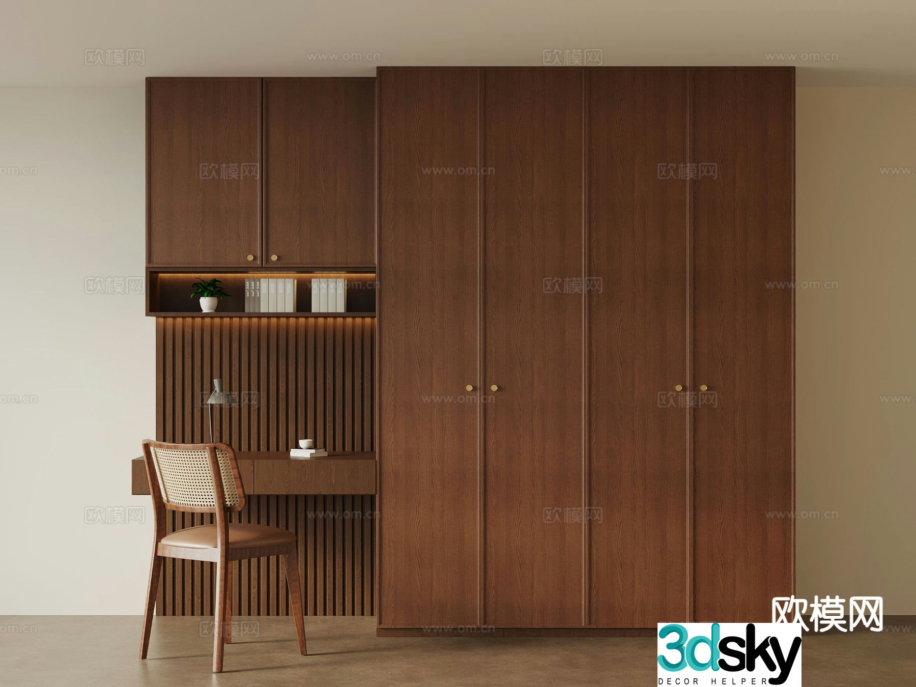 Medieval style wardrobe desk 3d model