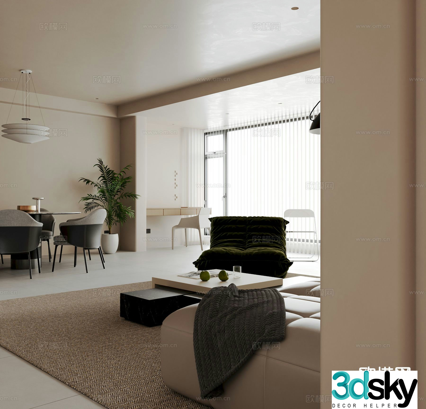 Modern guest restaurant 3d model