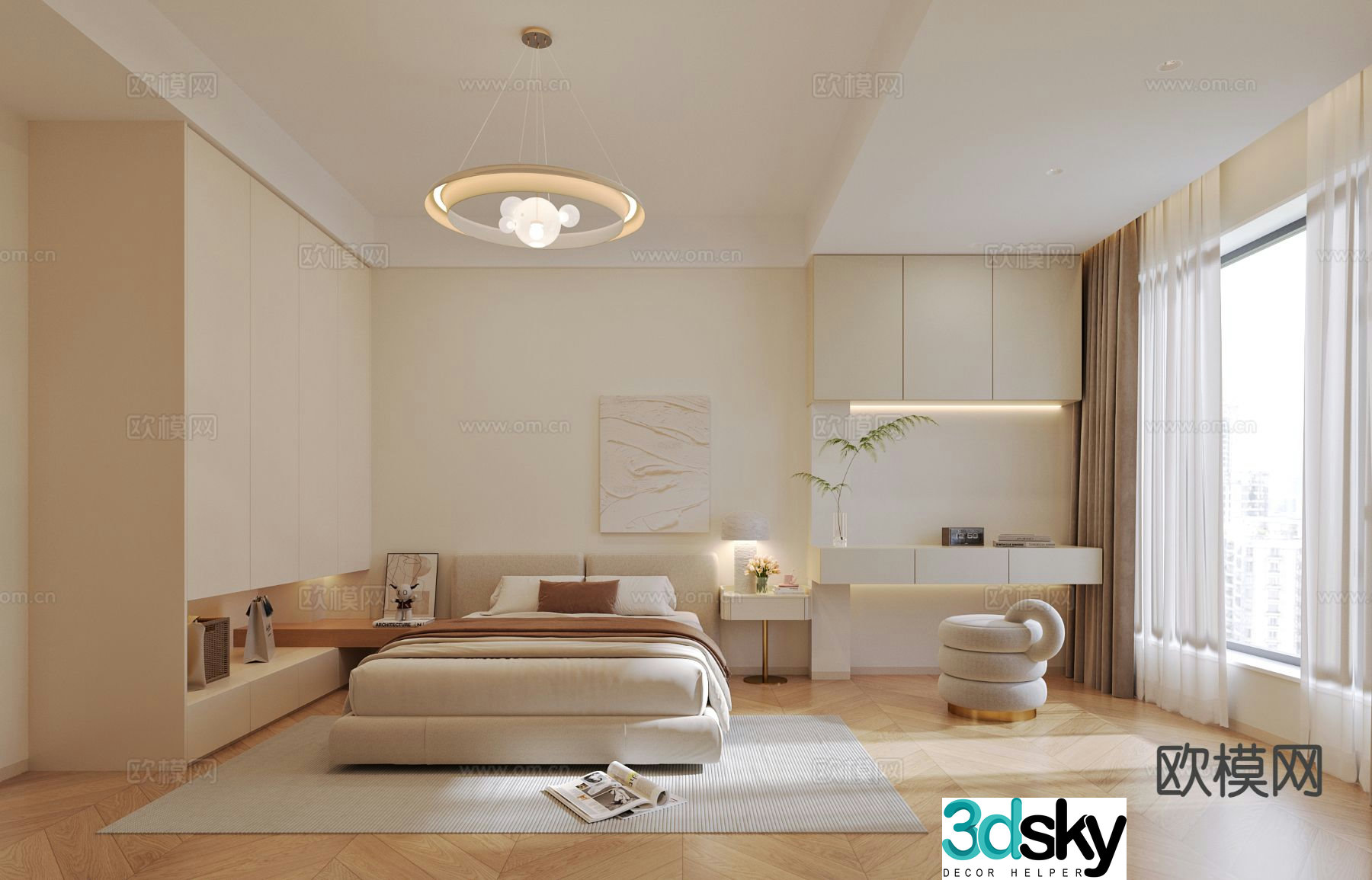 Modern bedroom second bedroom girls room 3d model