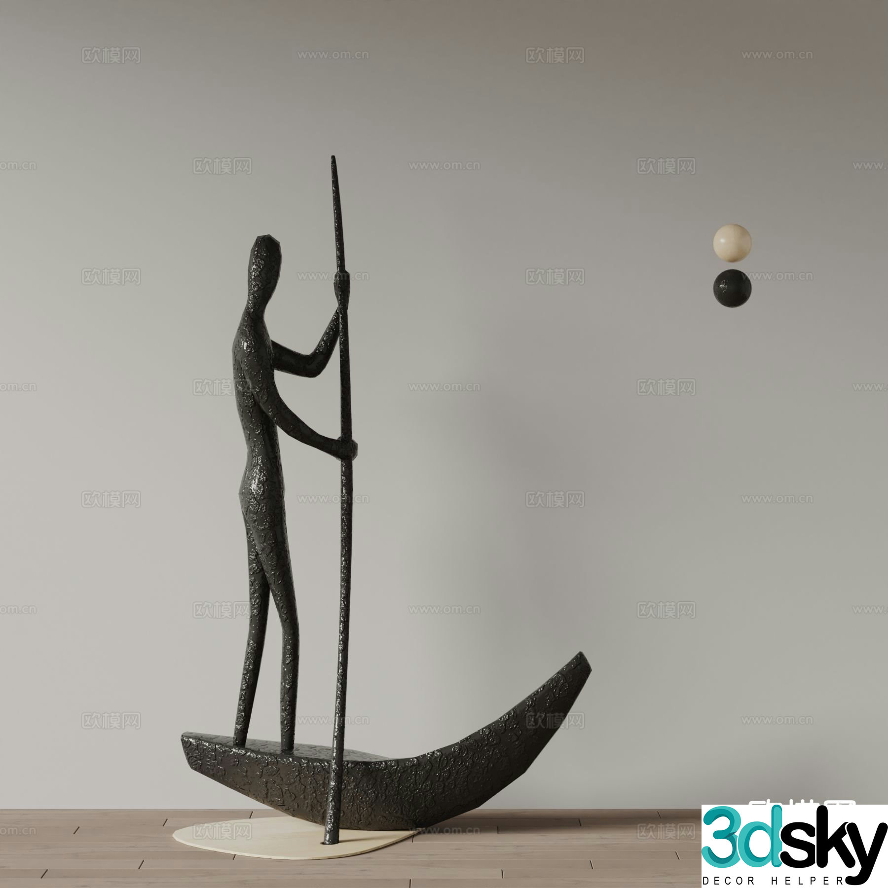 Modern boating sculpture humanoid sculpture 3d model