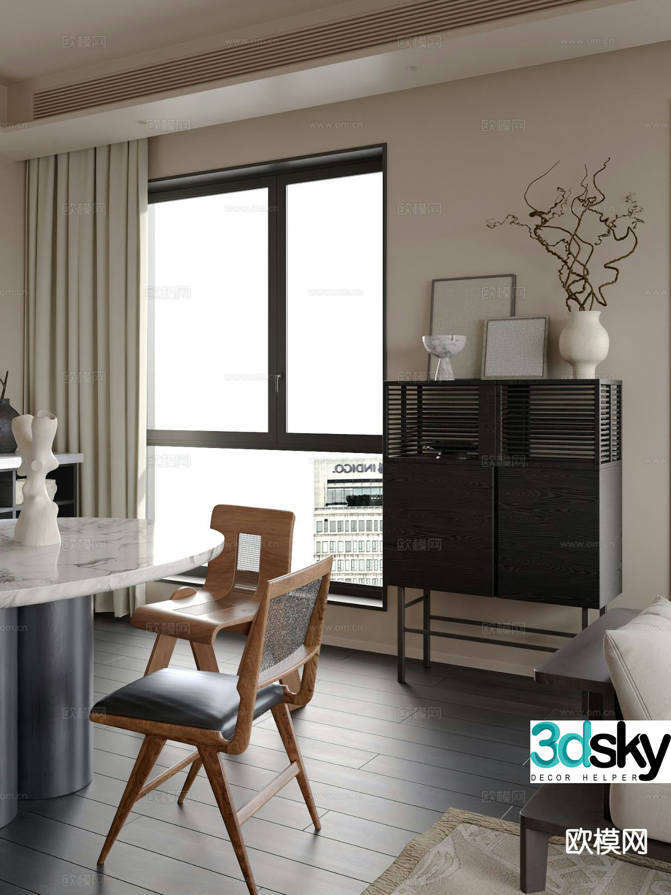 Modern side cabinet entrance cabinet 3d model