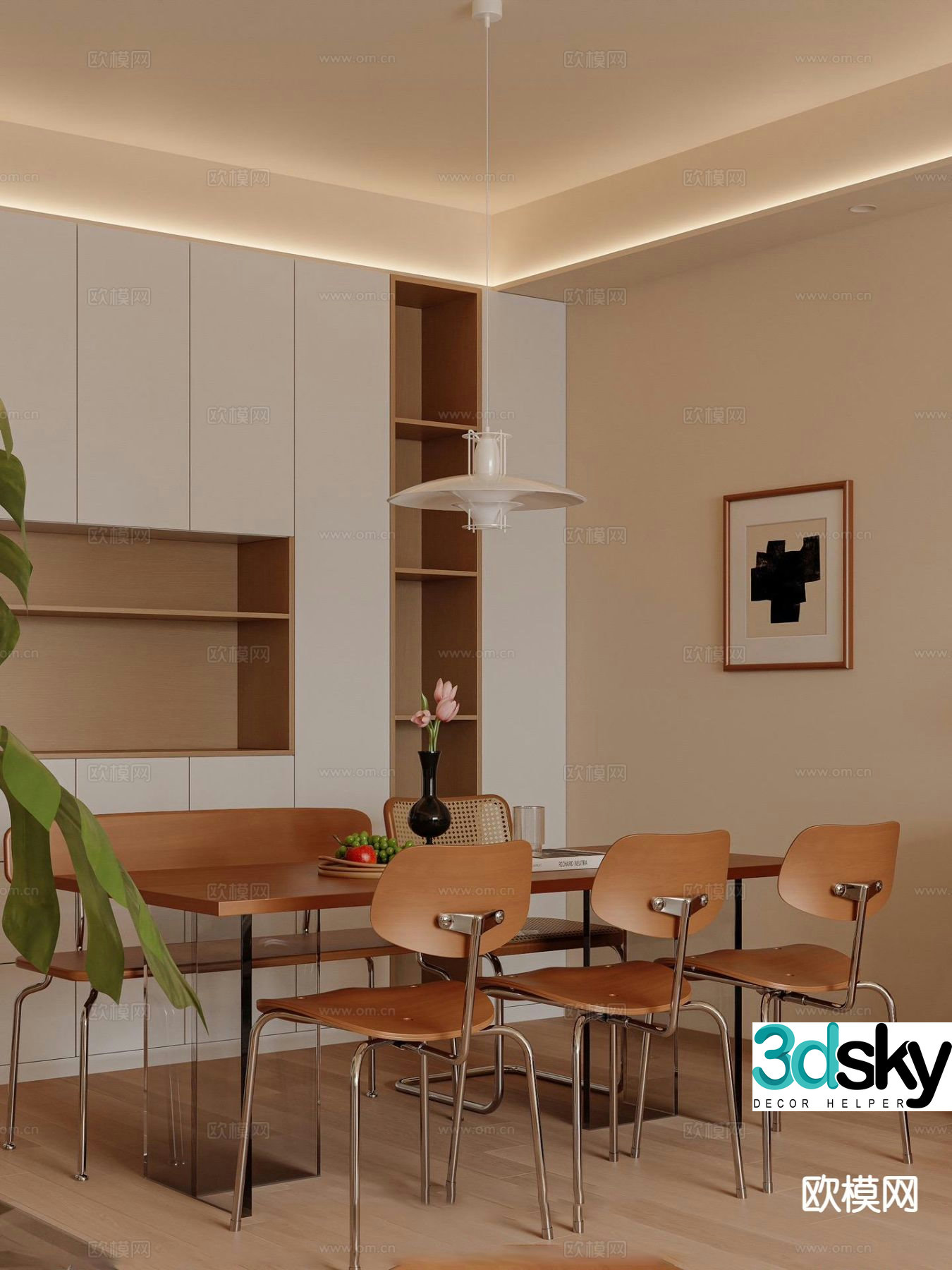 Medieval style dining table and chairs 3d model