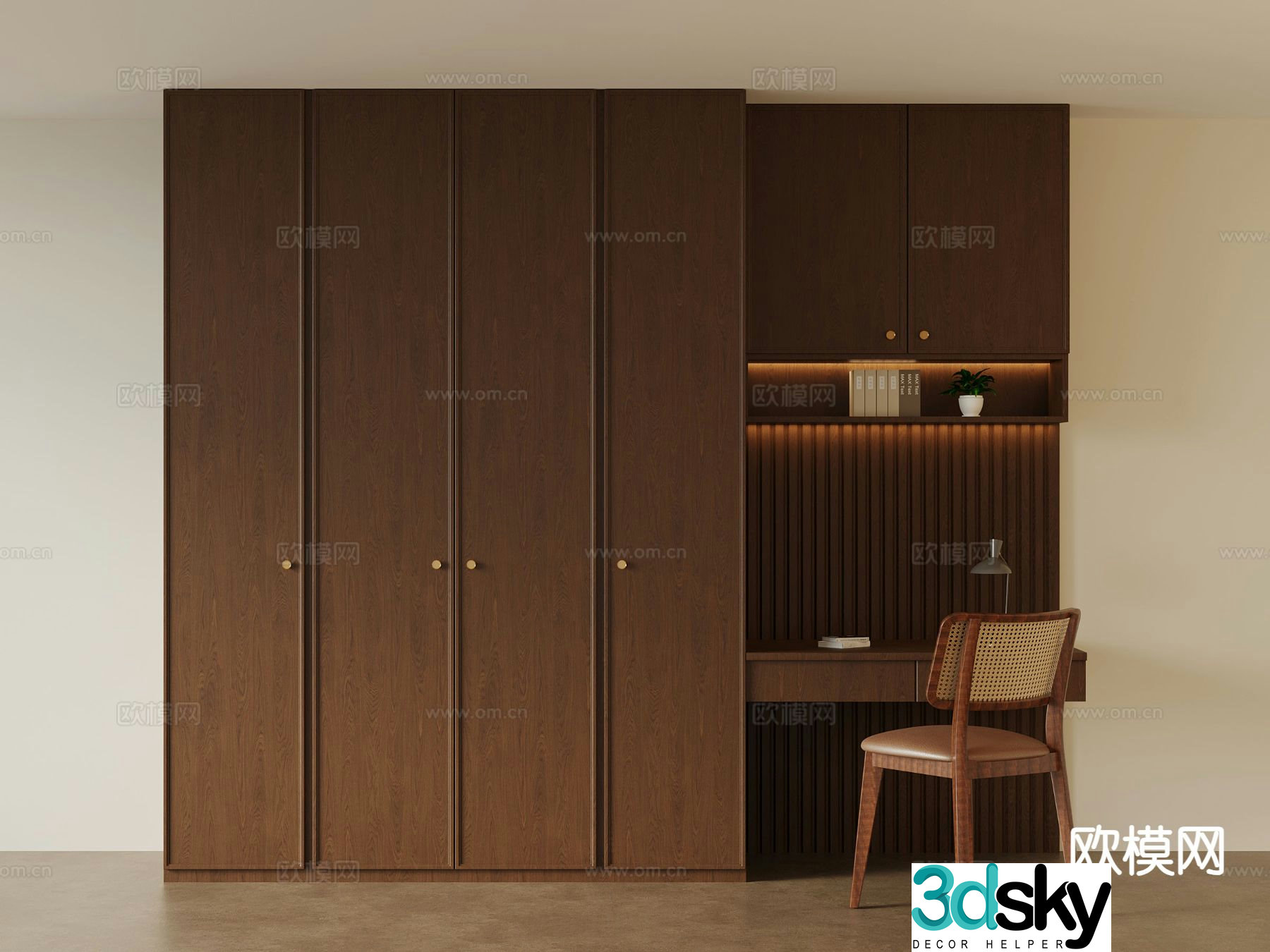 Medieval style wardrobe desk 3d model