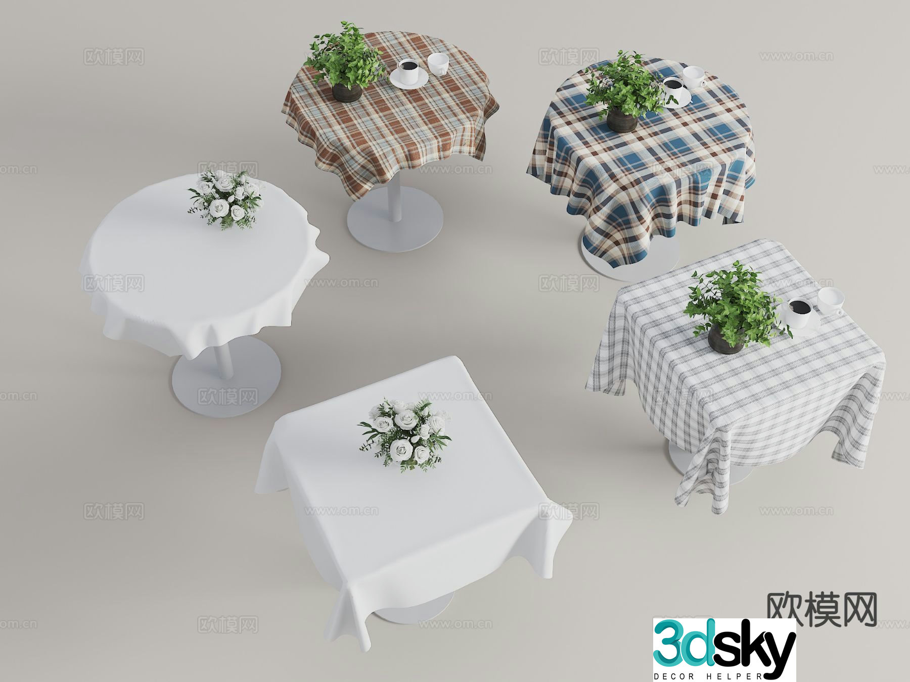 Modern coffee break table round tablecloth tablecloth 3d model