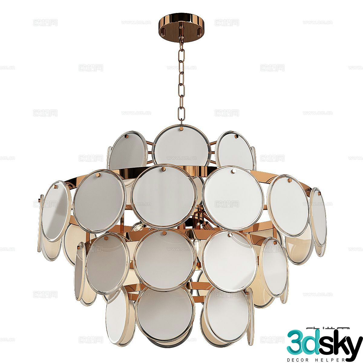 Light luxury hall chandelier 3d model
