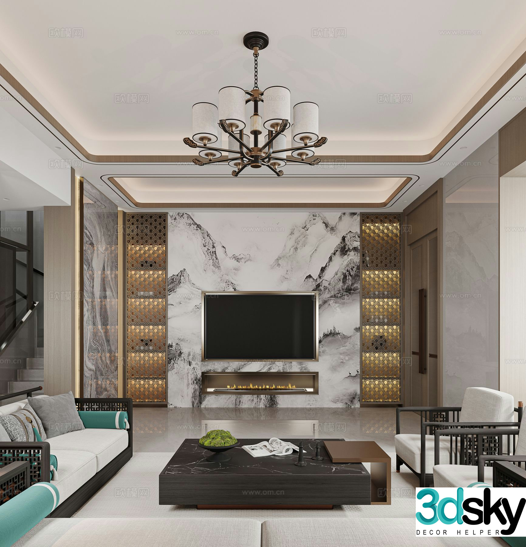 New Chinese style living room 3d model