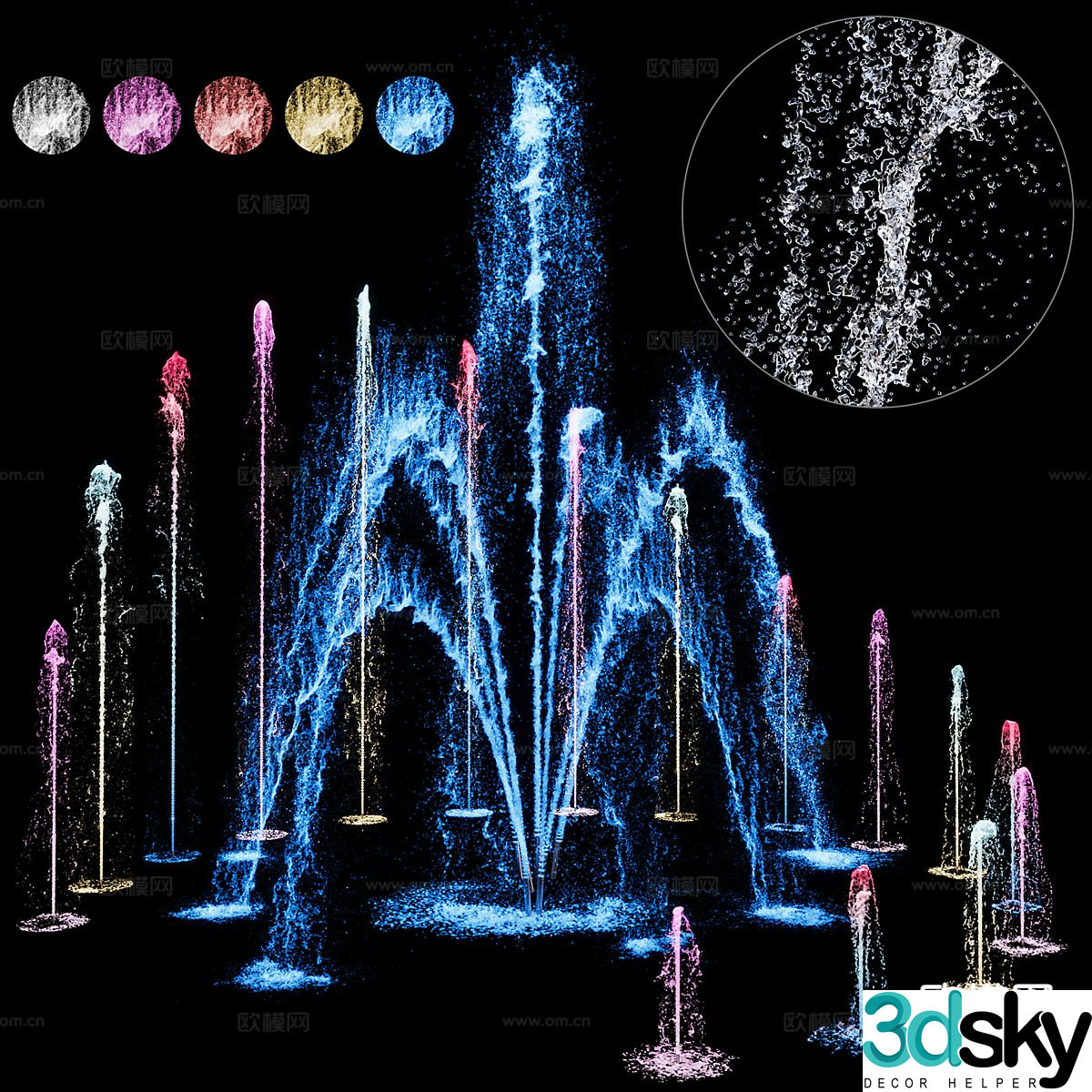 fountain landscape colorful fountain square fountain water splash 3d model