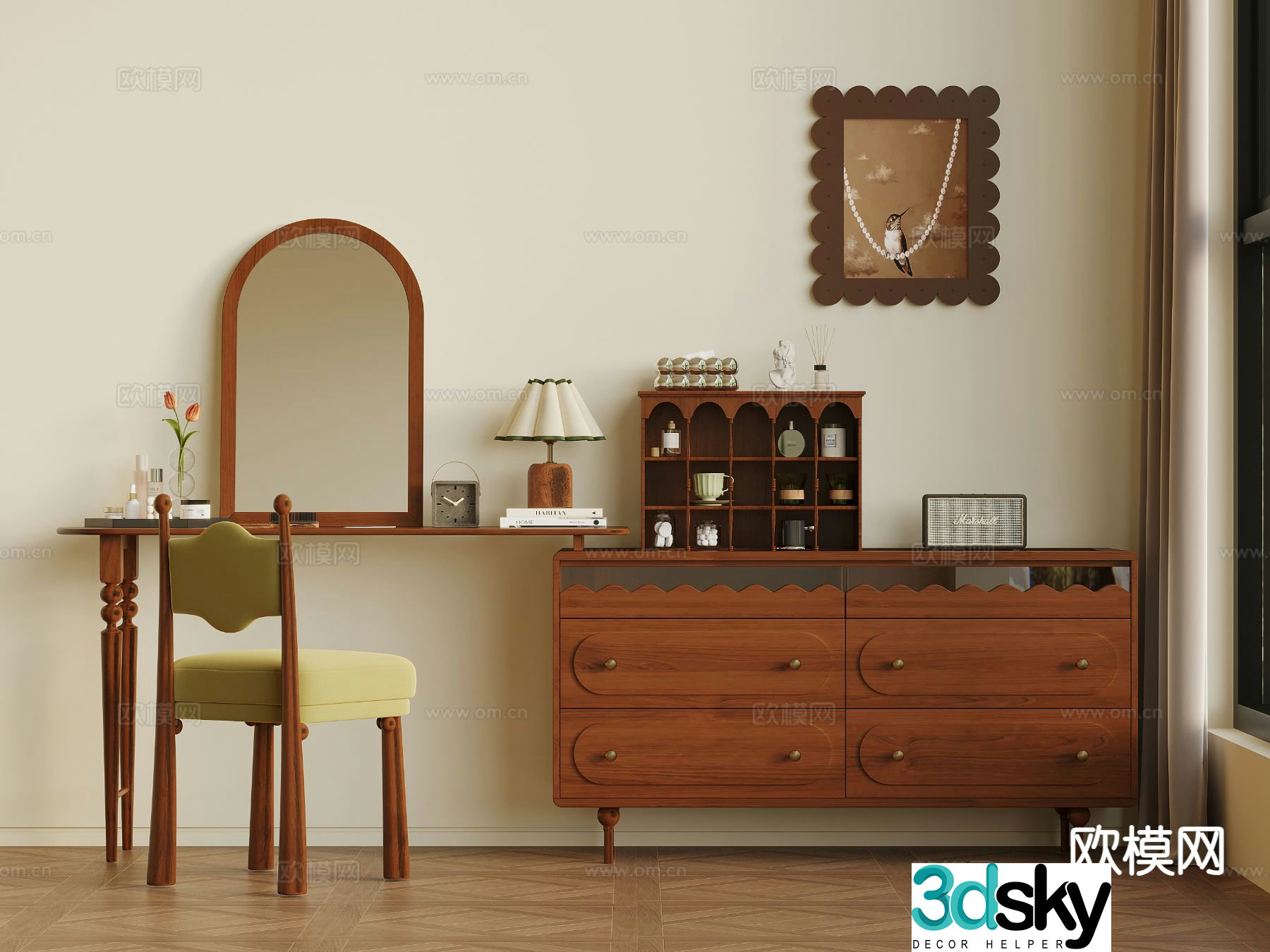Medieval style dressing table 3d model
