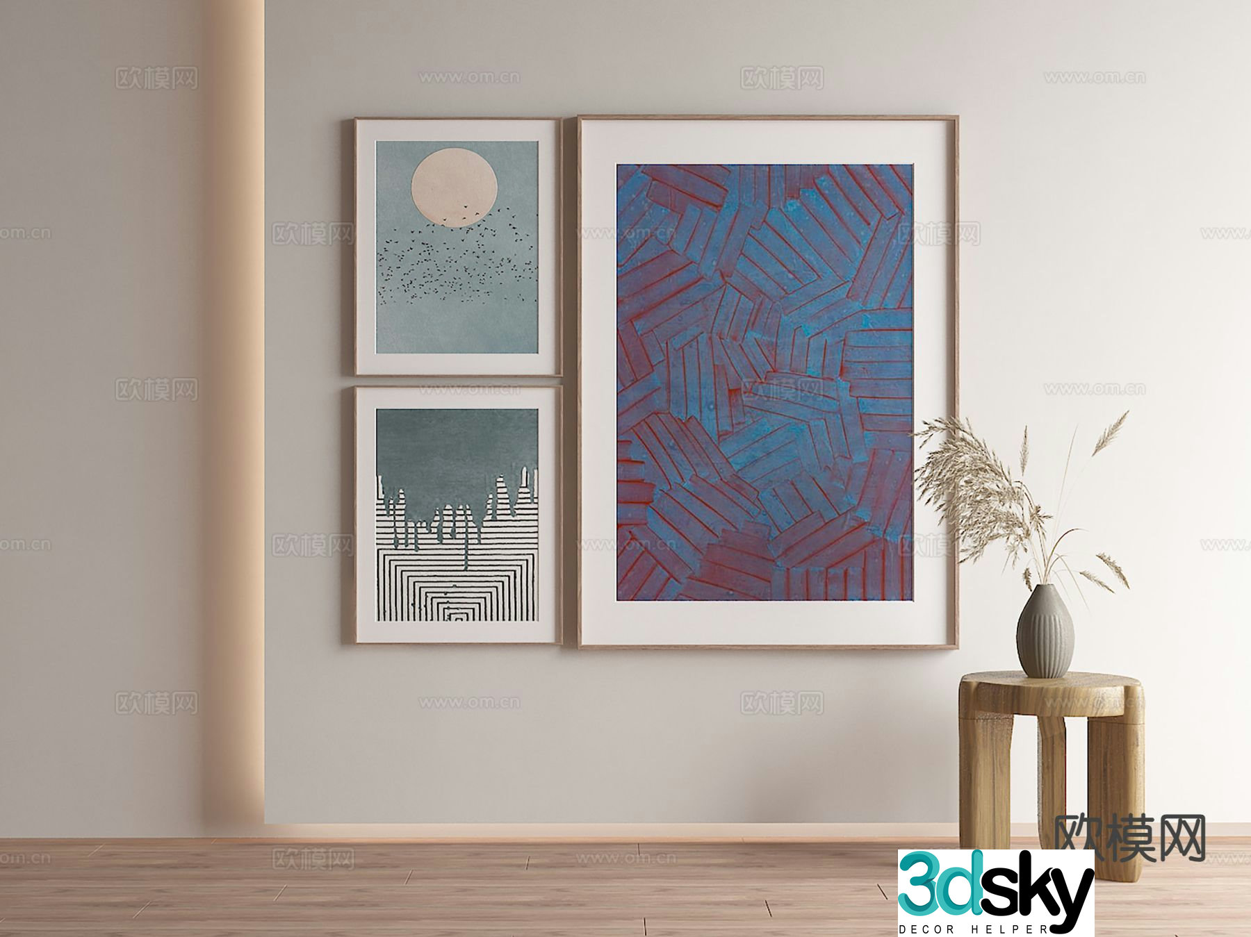 Modern texture painting decorative painting 3d model