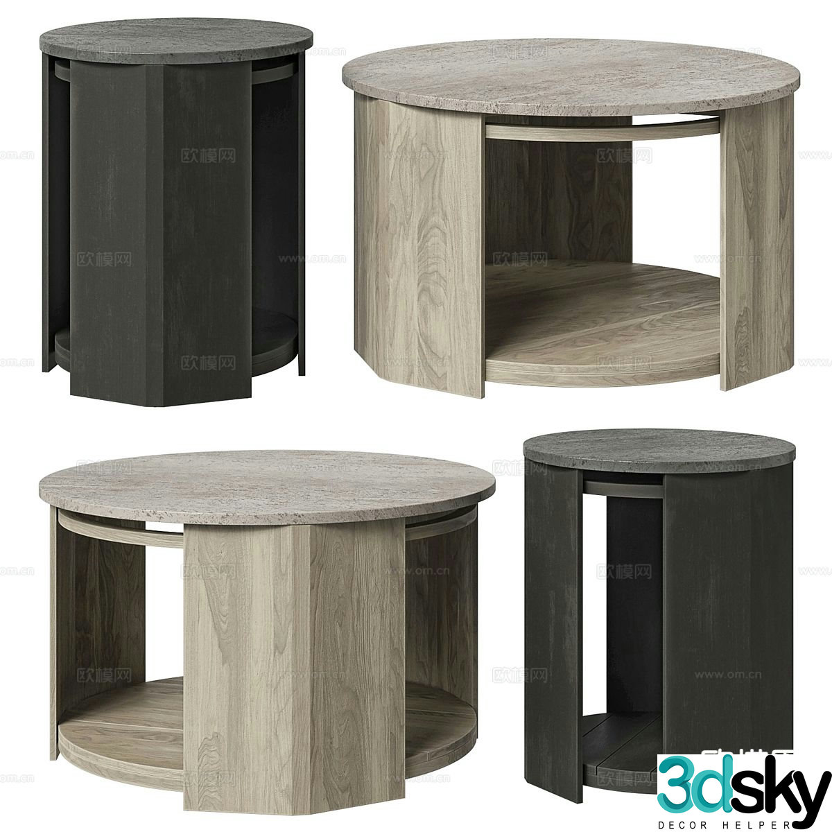 Nordic double coffee table 3d model