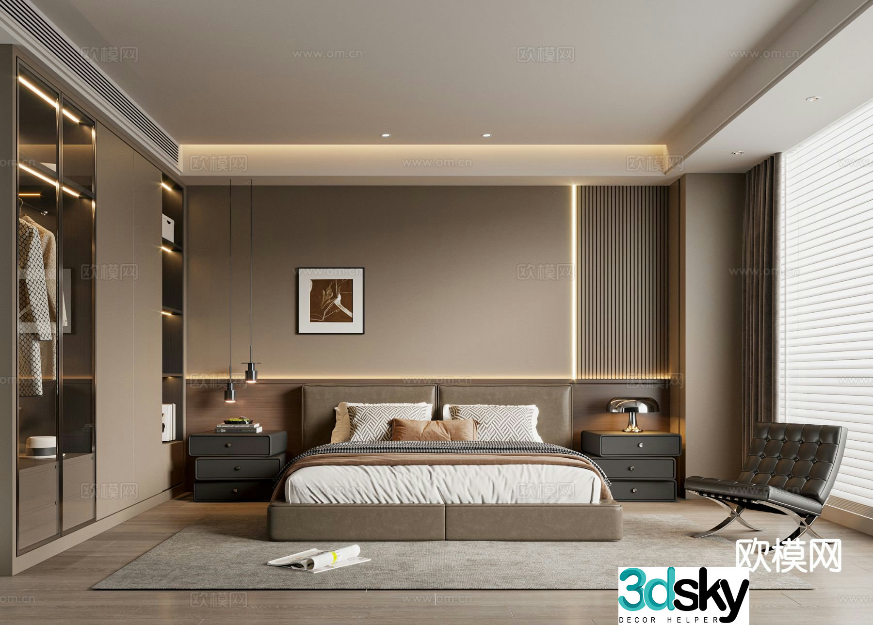 Italian style bedroom master bedroom 3d model