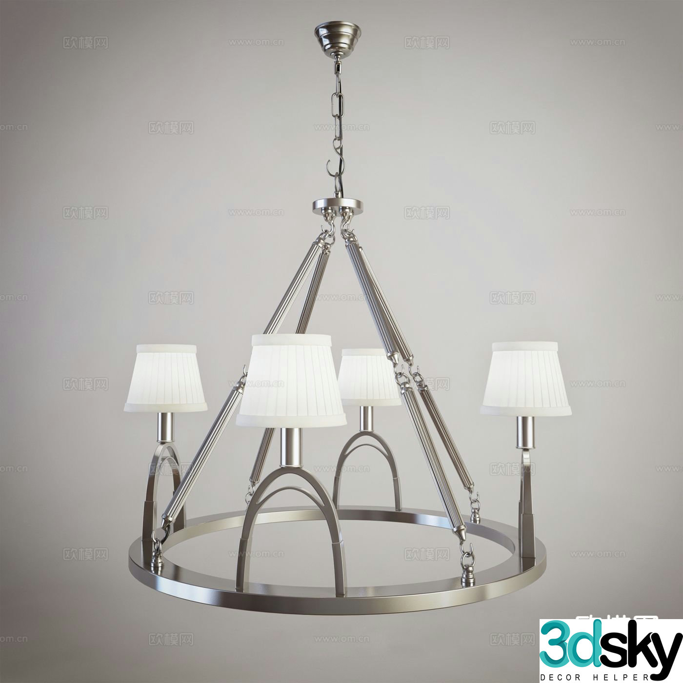 Simple European ring chandelier 3d model