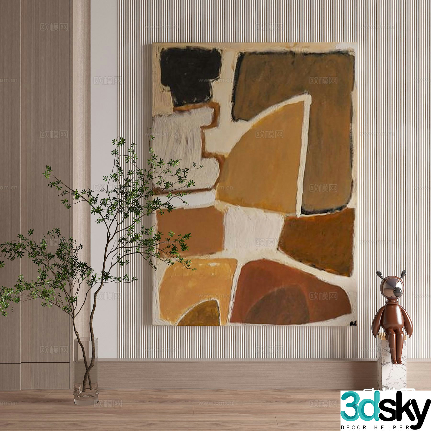 Medieval style decorative painting abstract painting oil painting 3d model