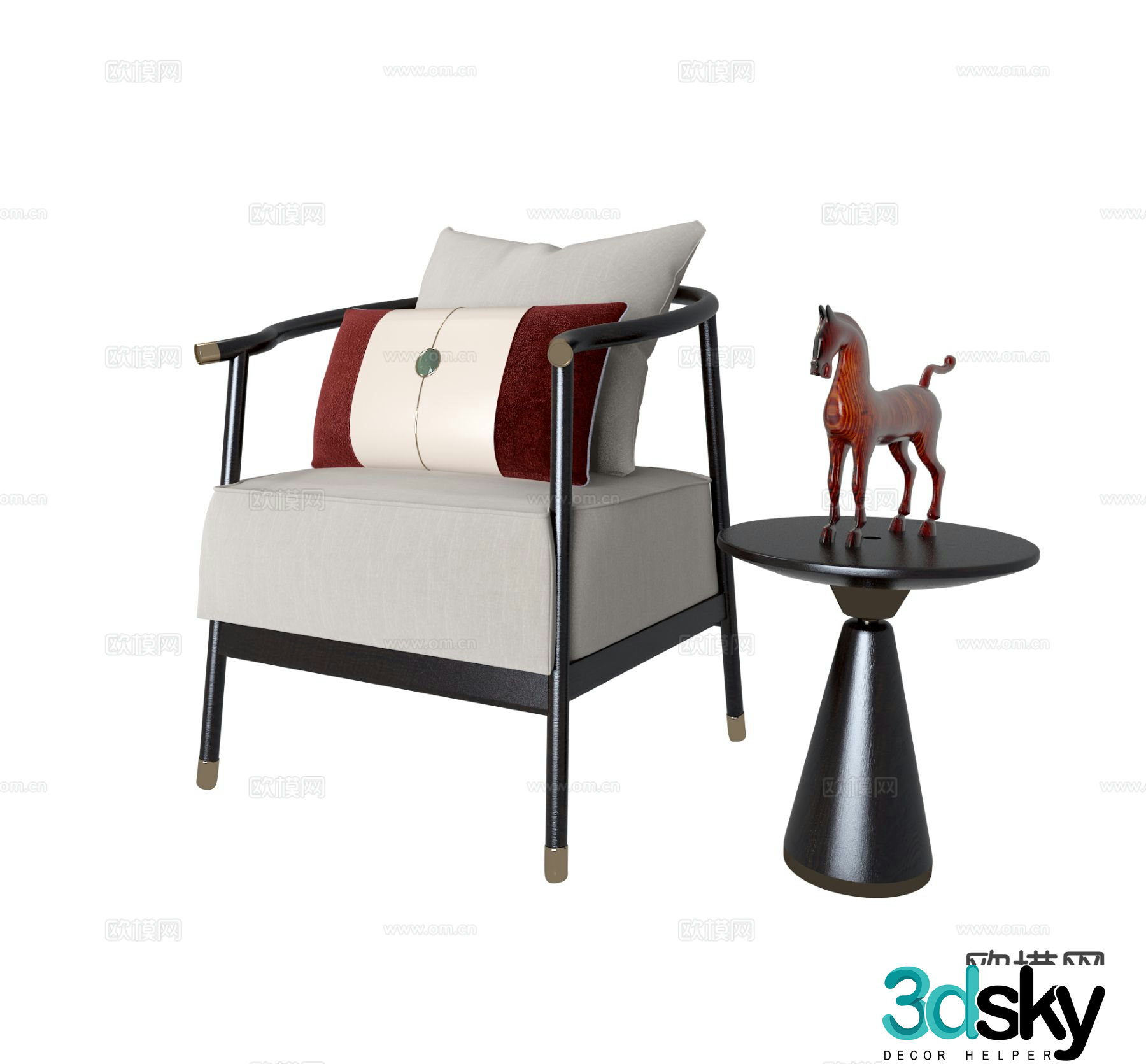 New Chinese style single sofa sofa chair 3d model