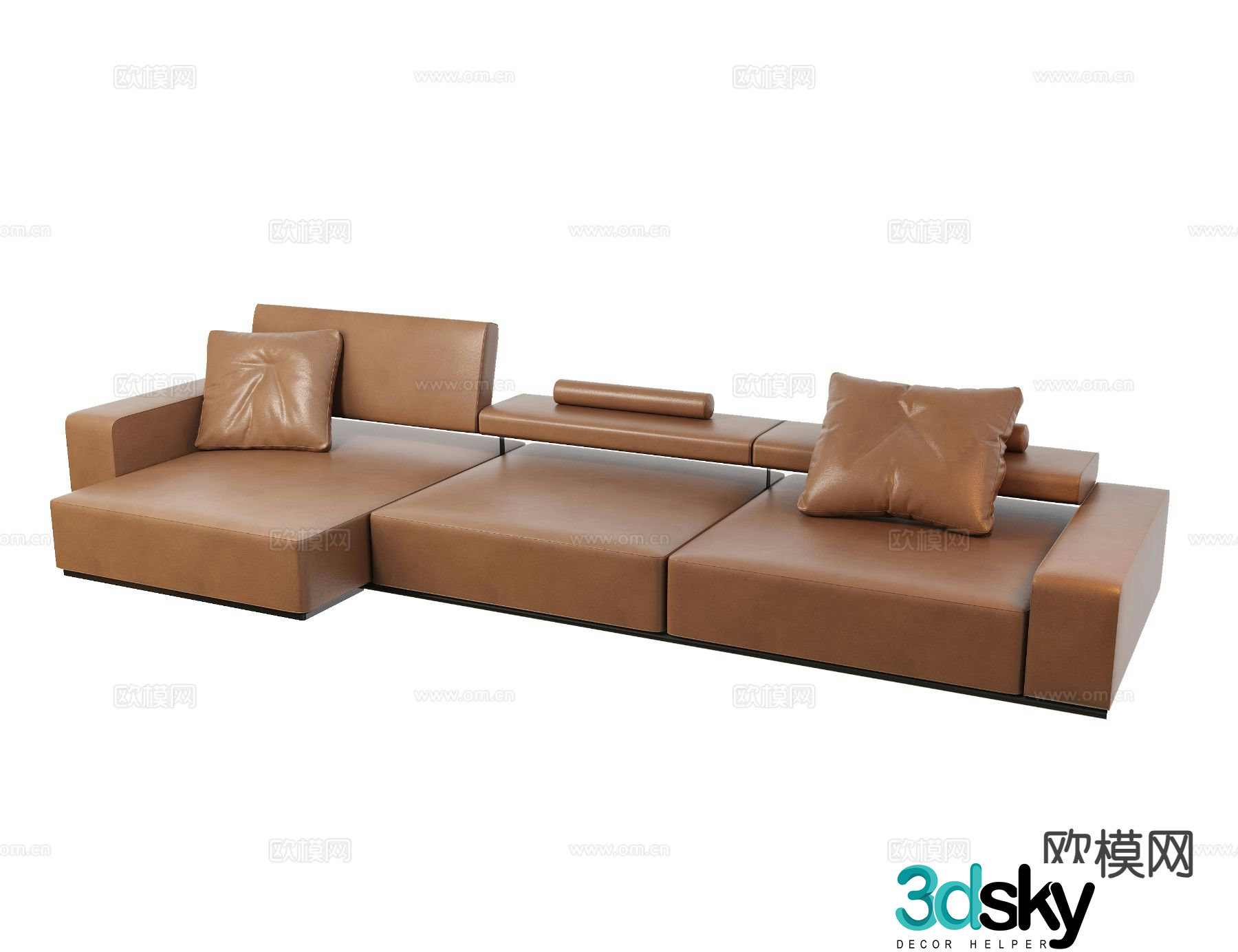 Italian three-seat sofa leather sofa 3d model