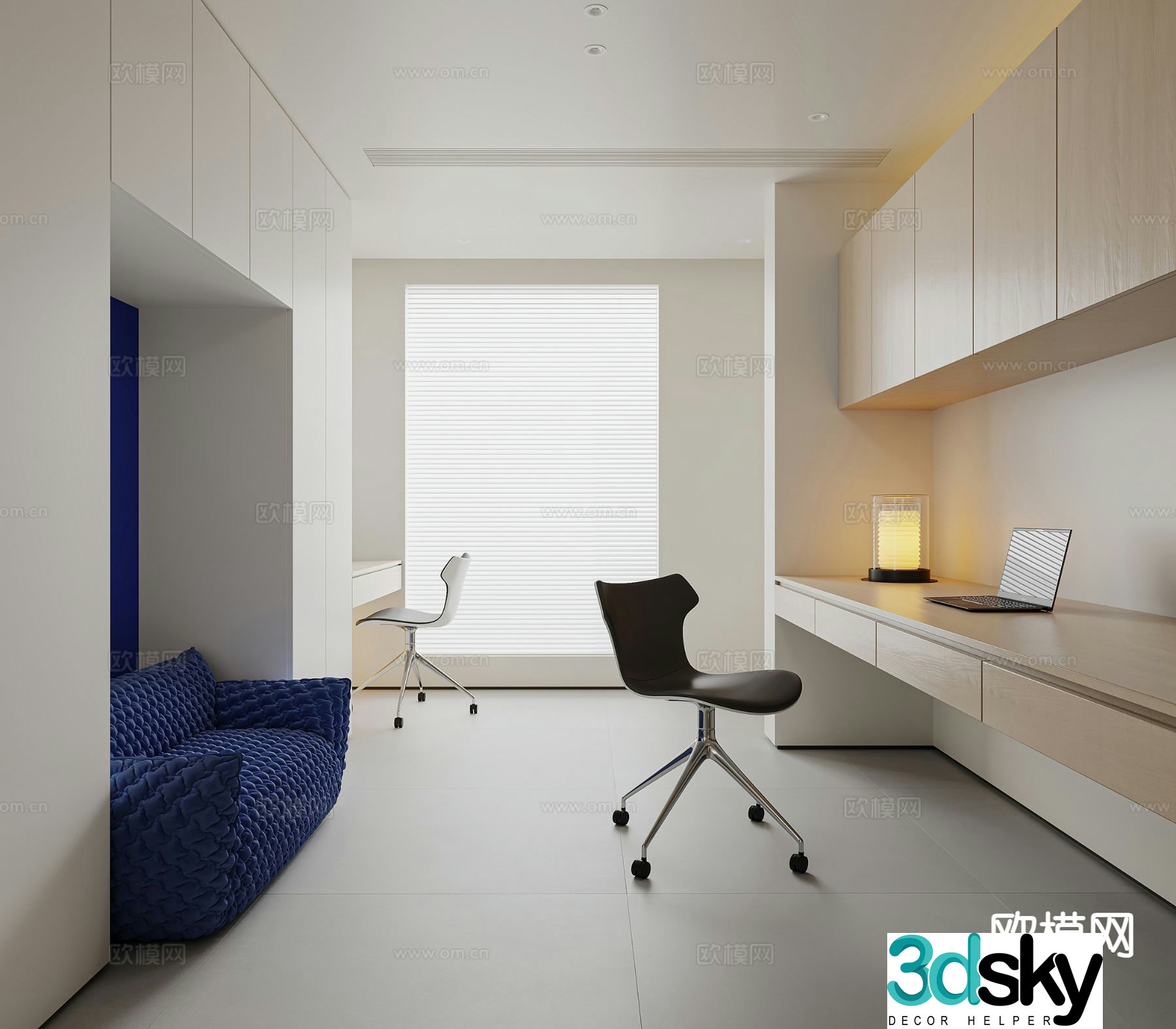Modern study room 3d model