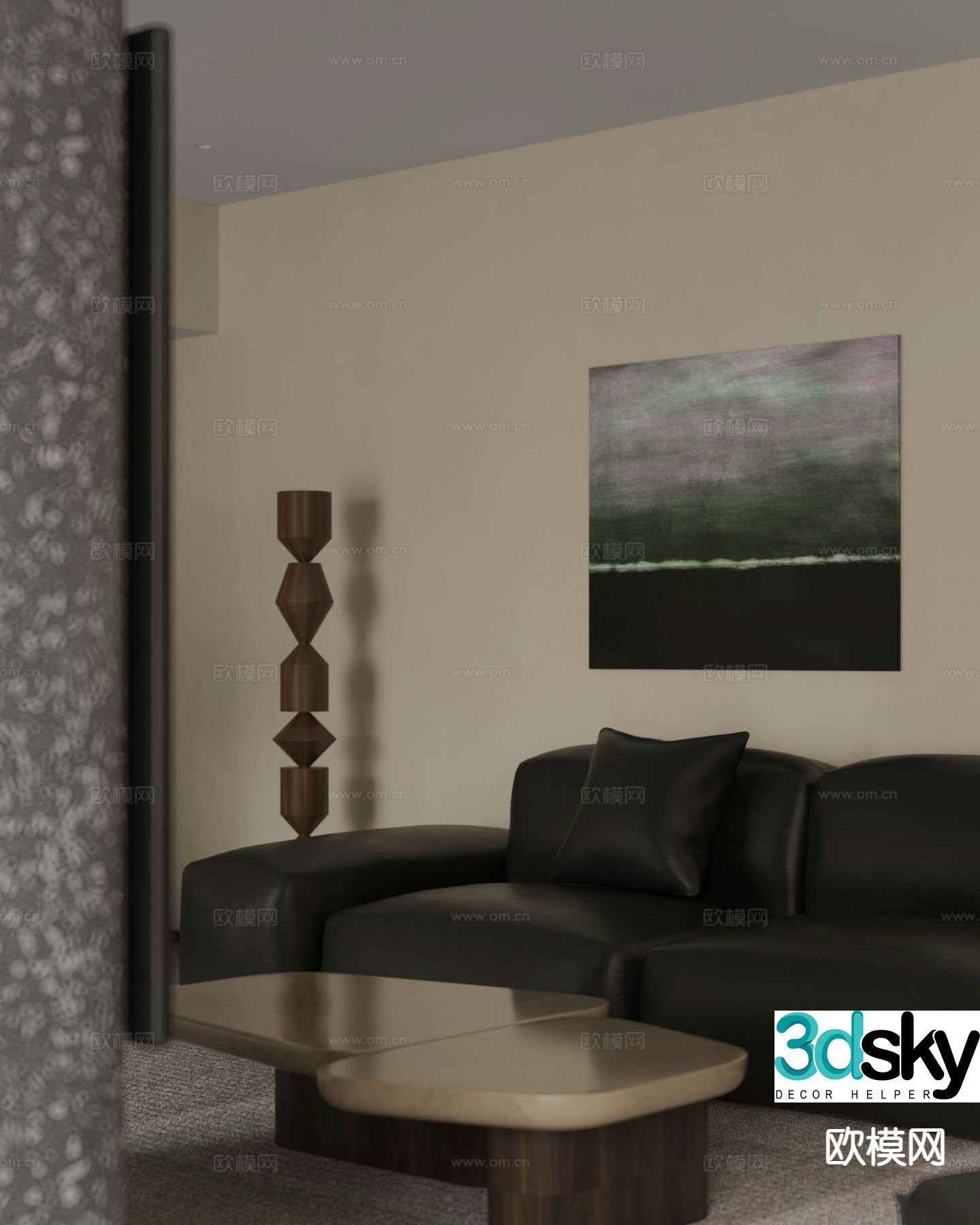 Modern sofa coffee table modular sofa 3d model