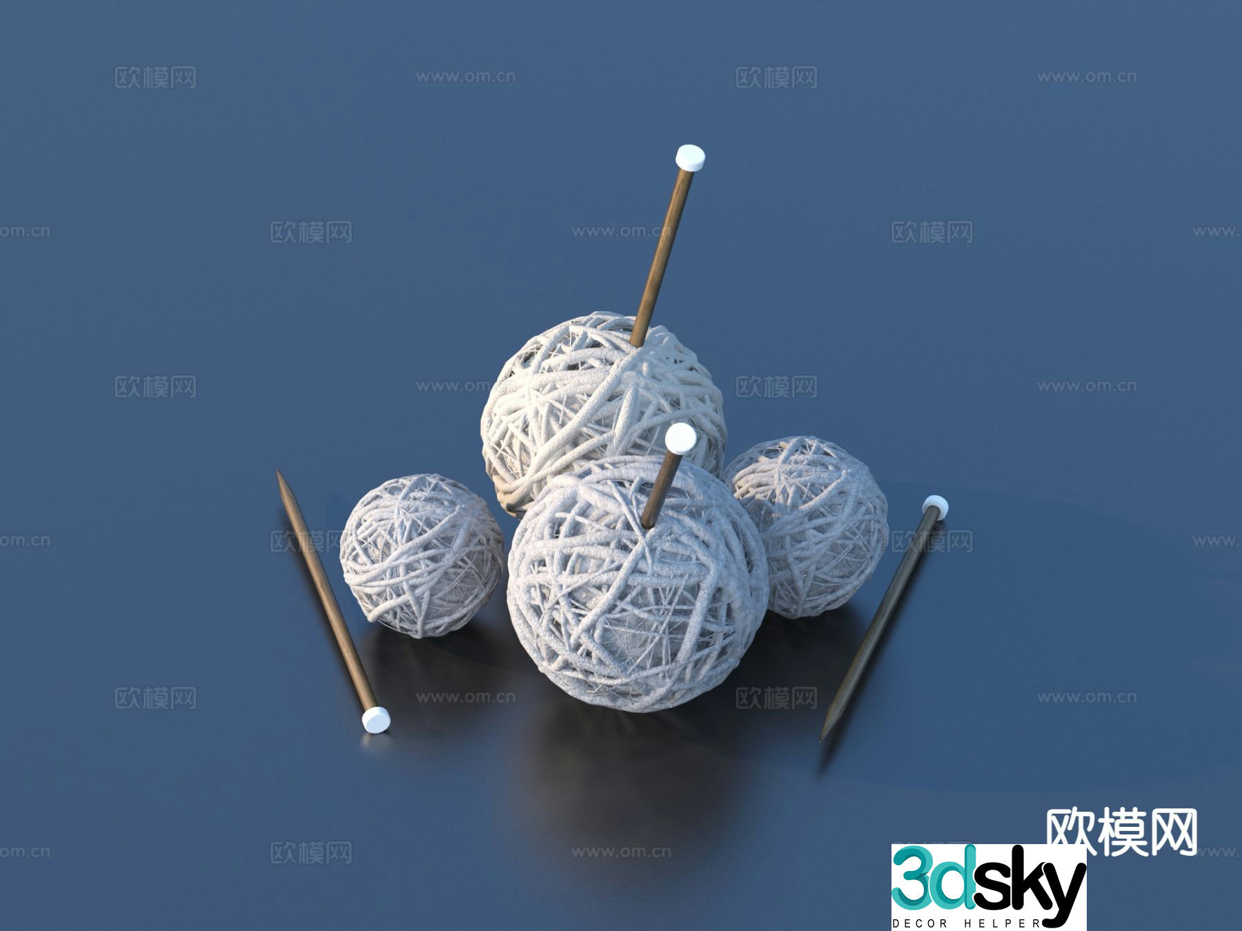 Yarn ball pin 3d model