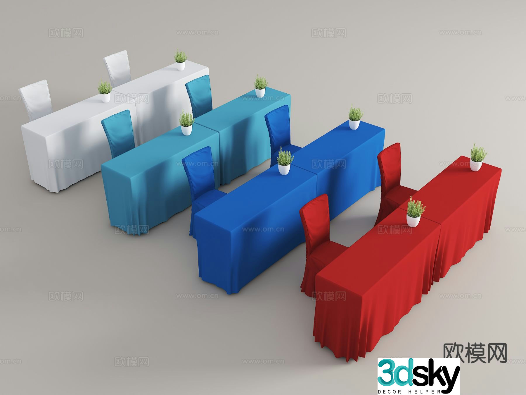 Modern VIP table coffee break table tablecloth tablecloth 3d model