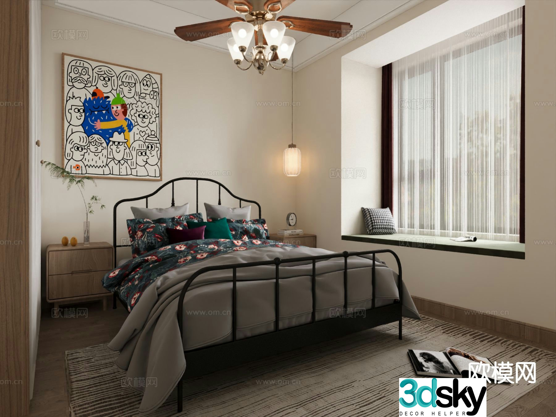 Medieval style bedroom master bedroom 3d model