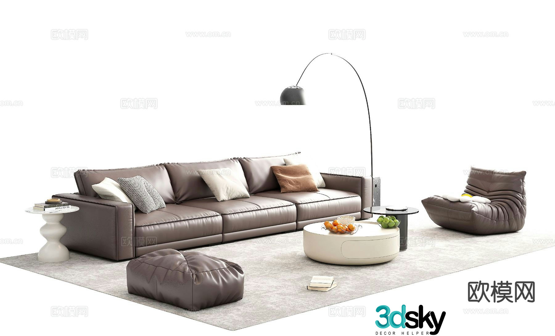 Modern sofa coffee table modular sofa 3d model
