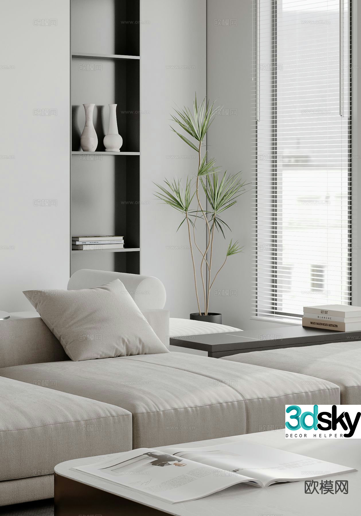 Modern sofa coffee table modular sofa 3d model