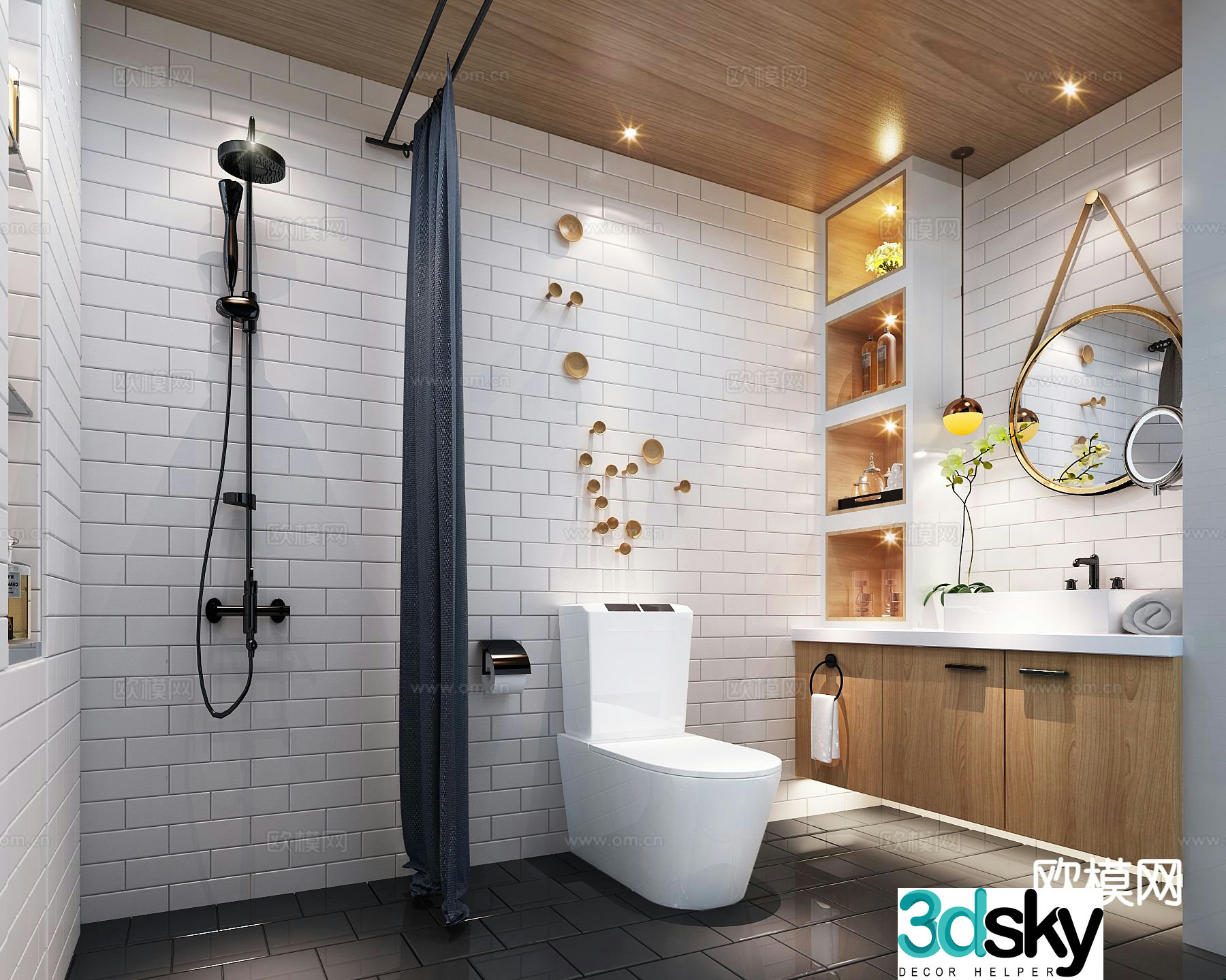 Nordic toilet bathroom secondary bathroom 3d model