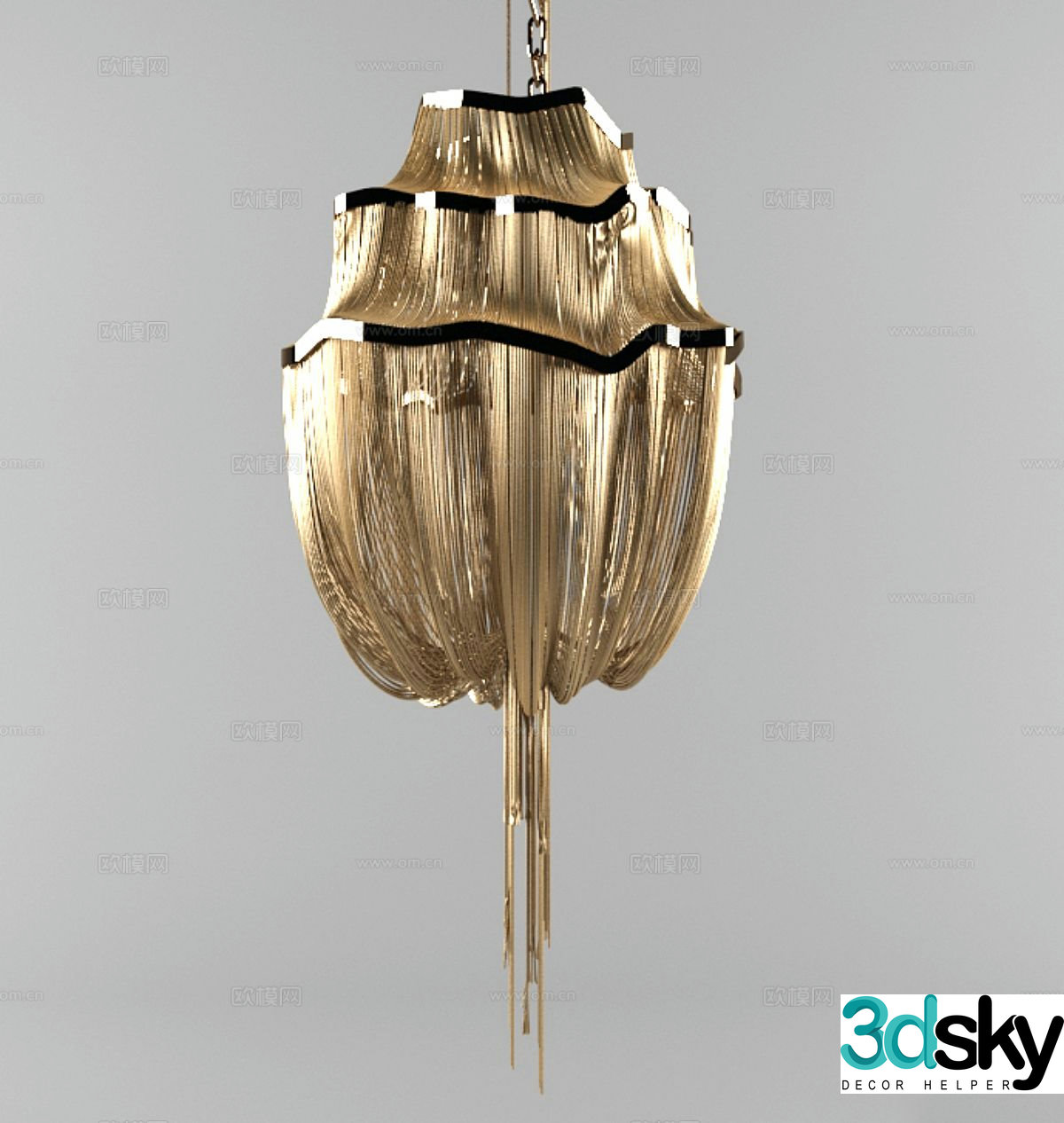 Light luxury hotel chandelier 3D model