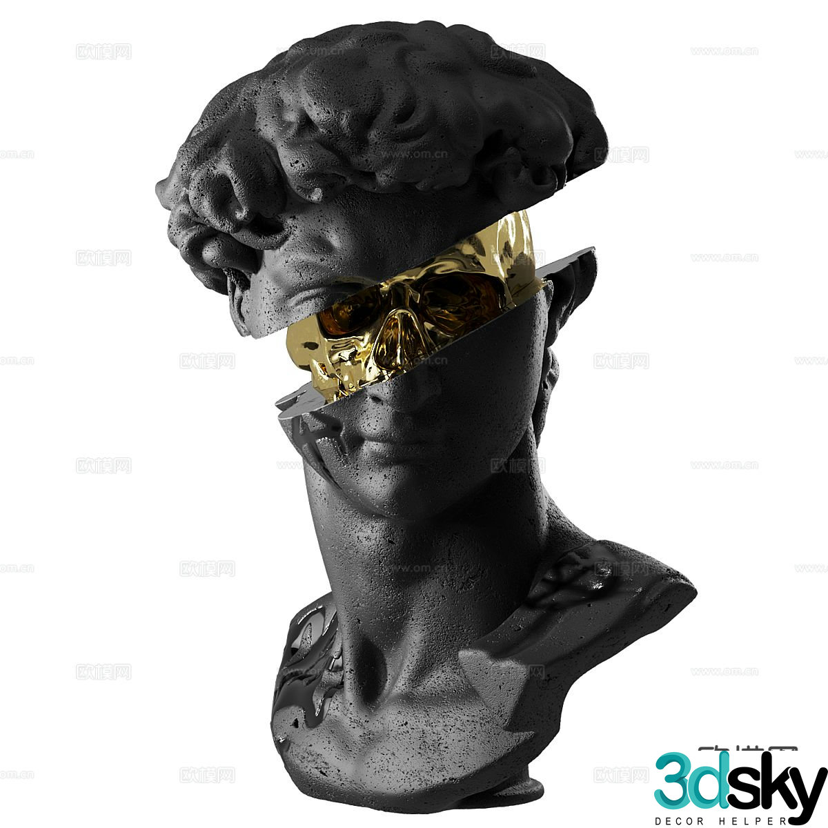 French sculpture David head sculpture 3d model