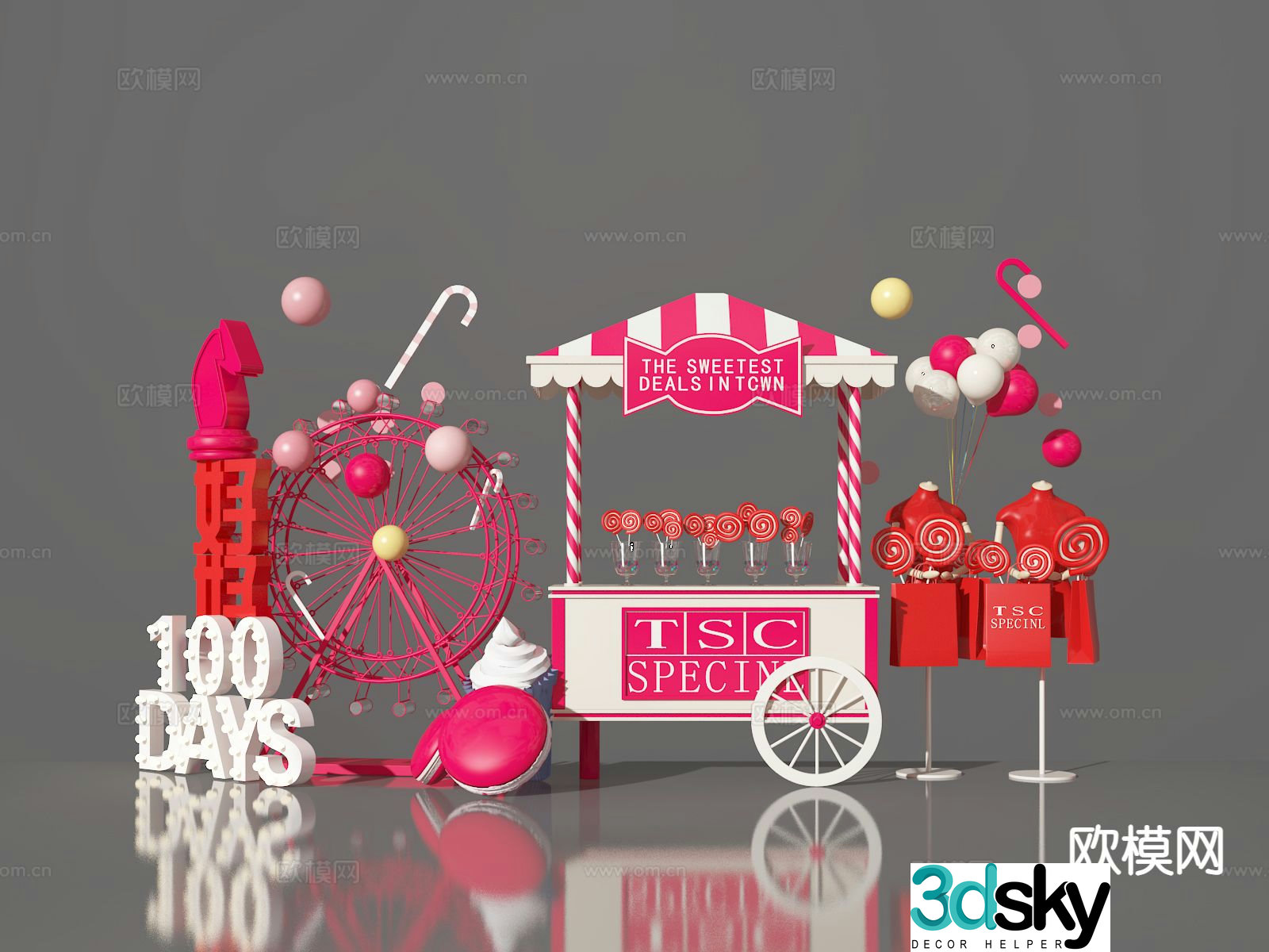 Candy sales cart 3D model