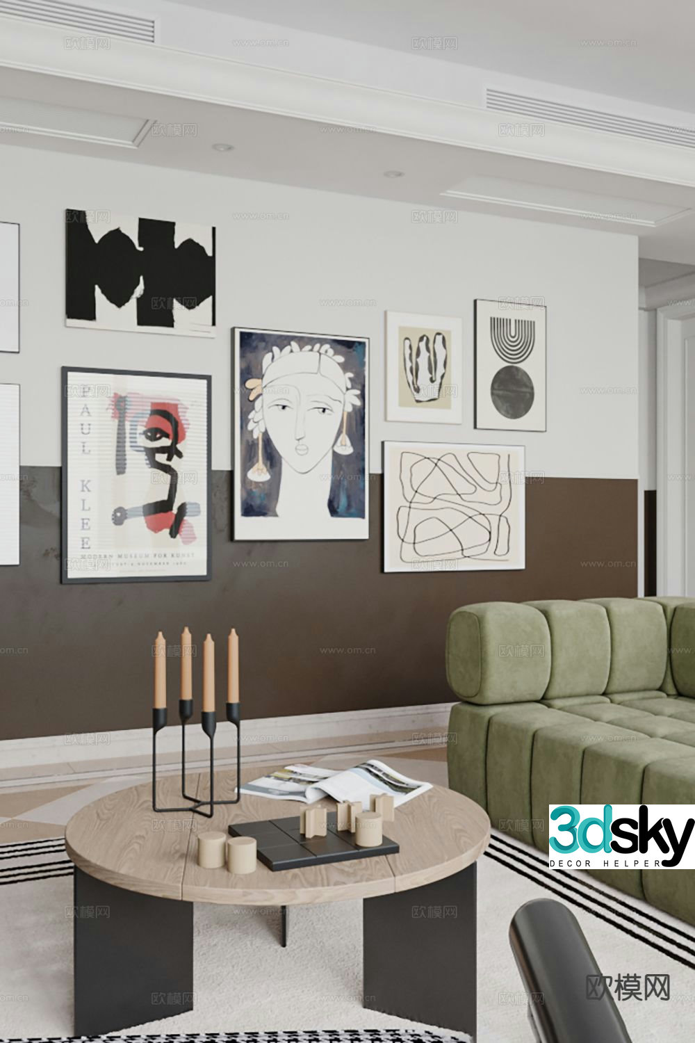 Modern combination painting abstract painting simple drawing 3d model