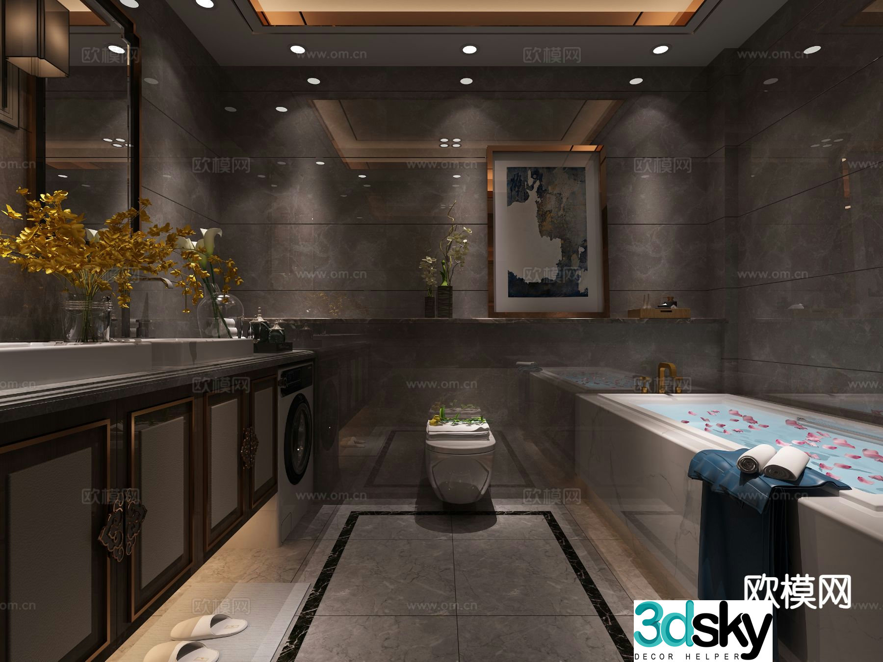 New Chinese style bathroom bathroom 3d model
