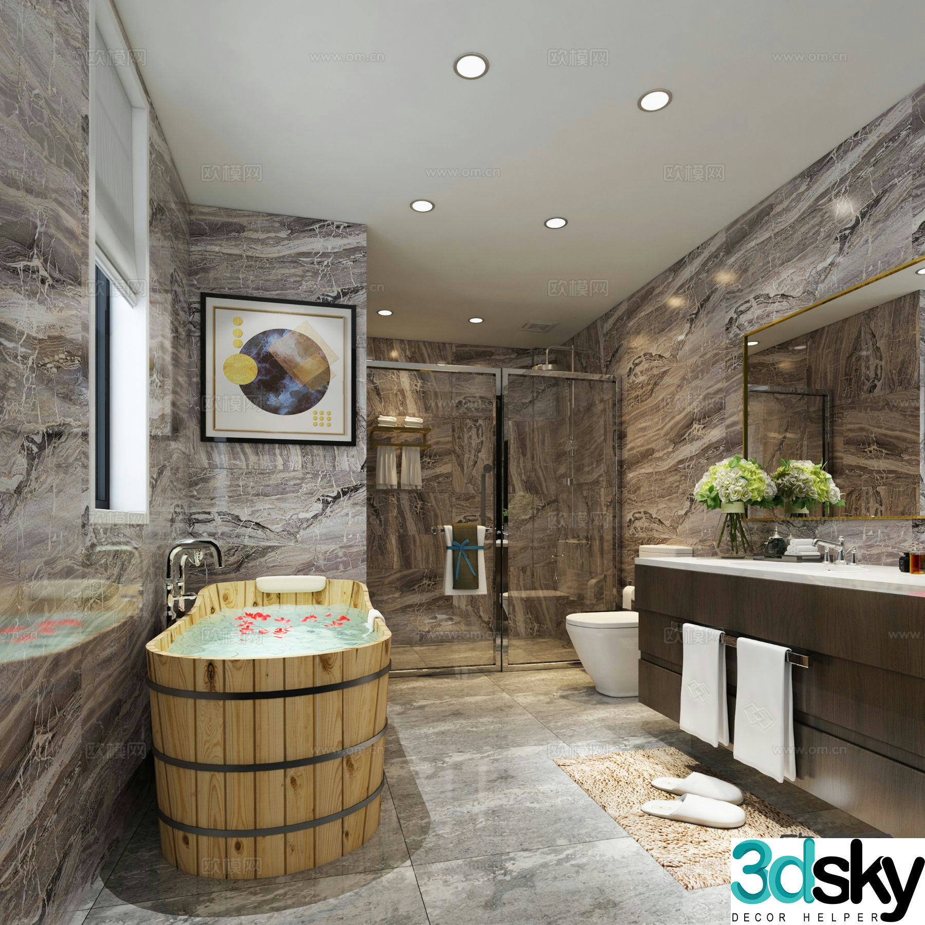 New Chinese style bathroom bathroom 3d model