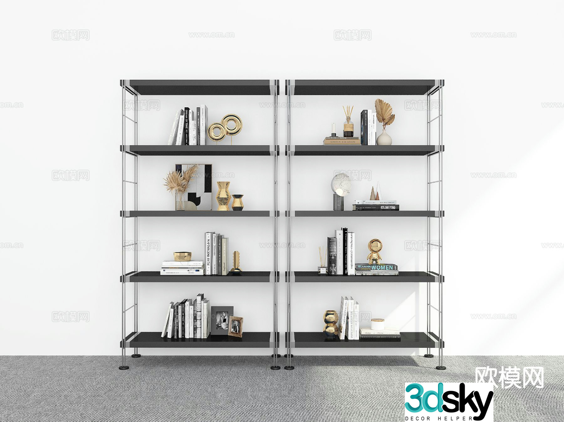 Modern bookshelf storage rack 3d model