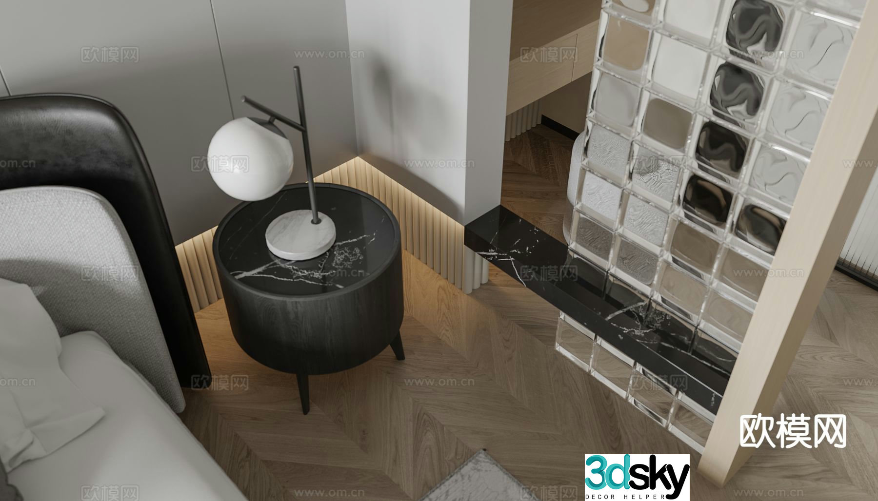 Modern round bedside table 3d model