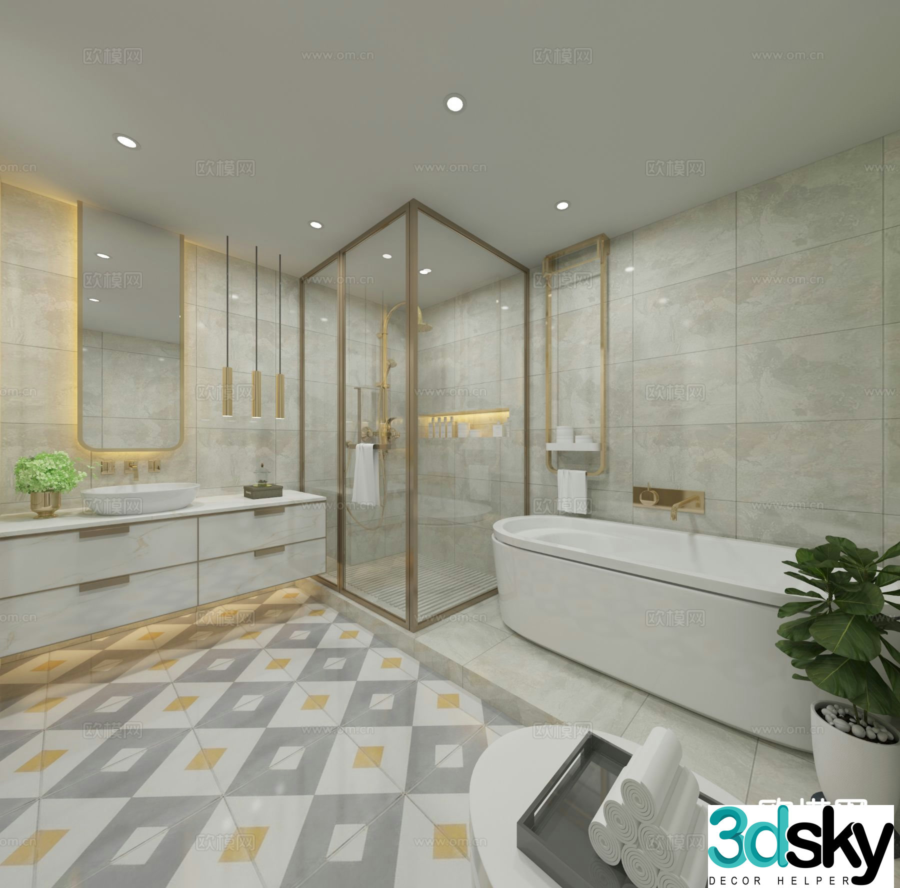 Modern bathroom bathroom 3d model