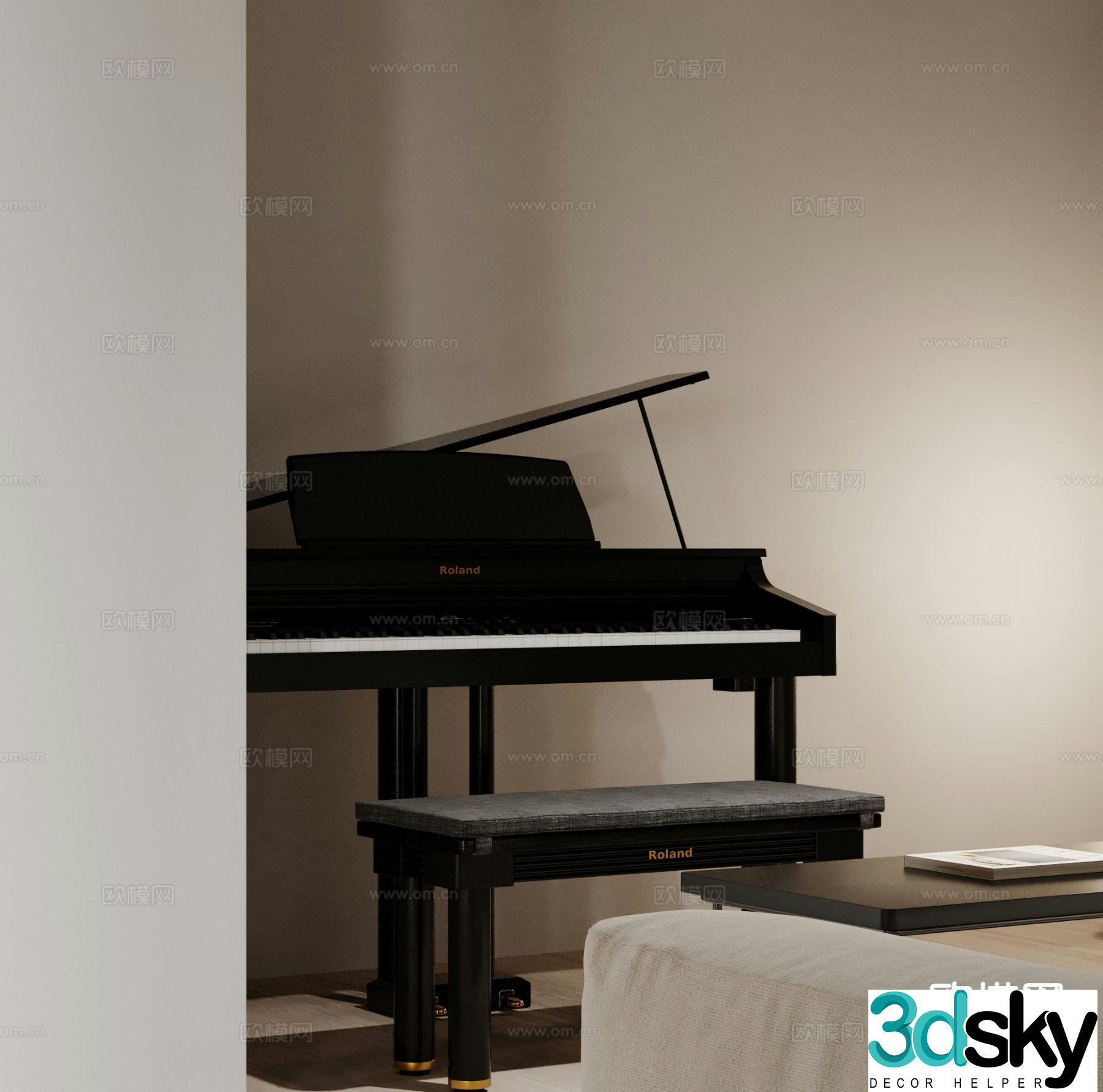modern piano 3d model