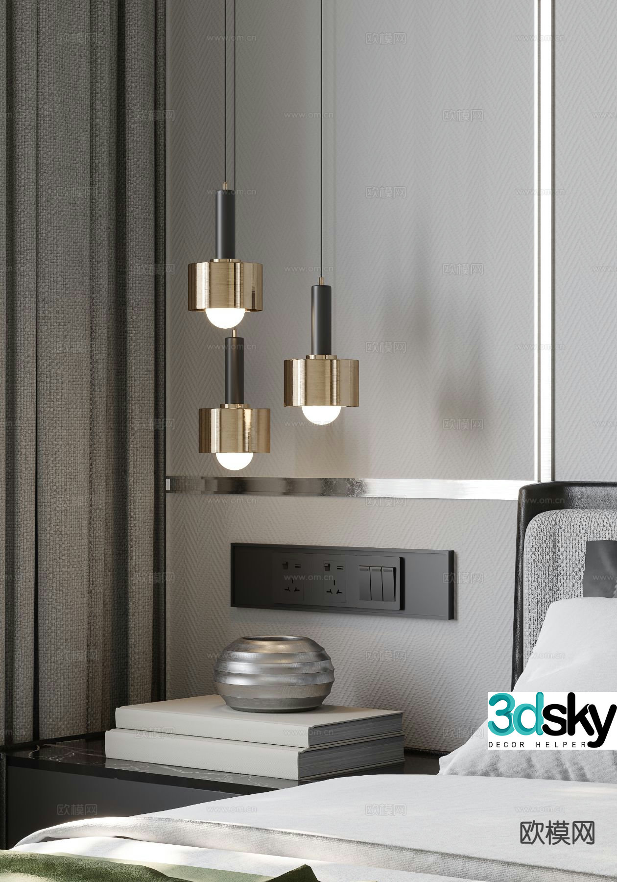 Modern bedside small chandelier 3d model