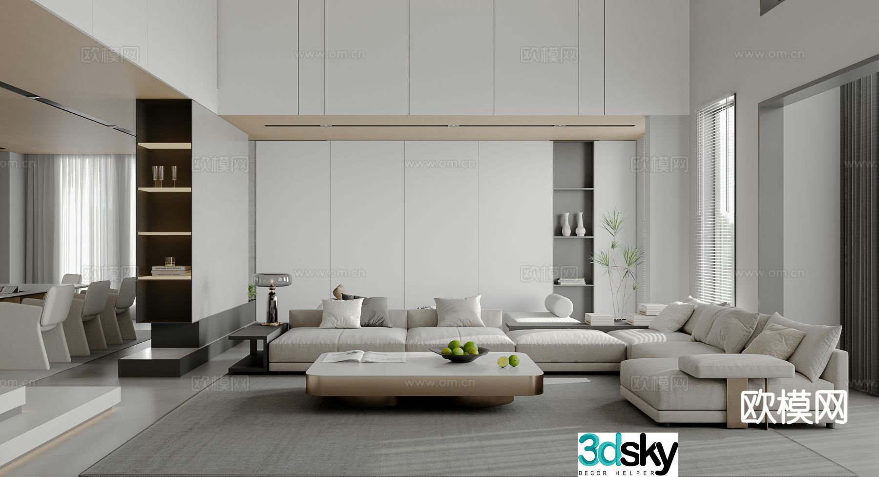 Modern villa living room empty living room 3D model