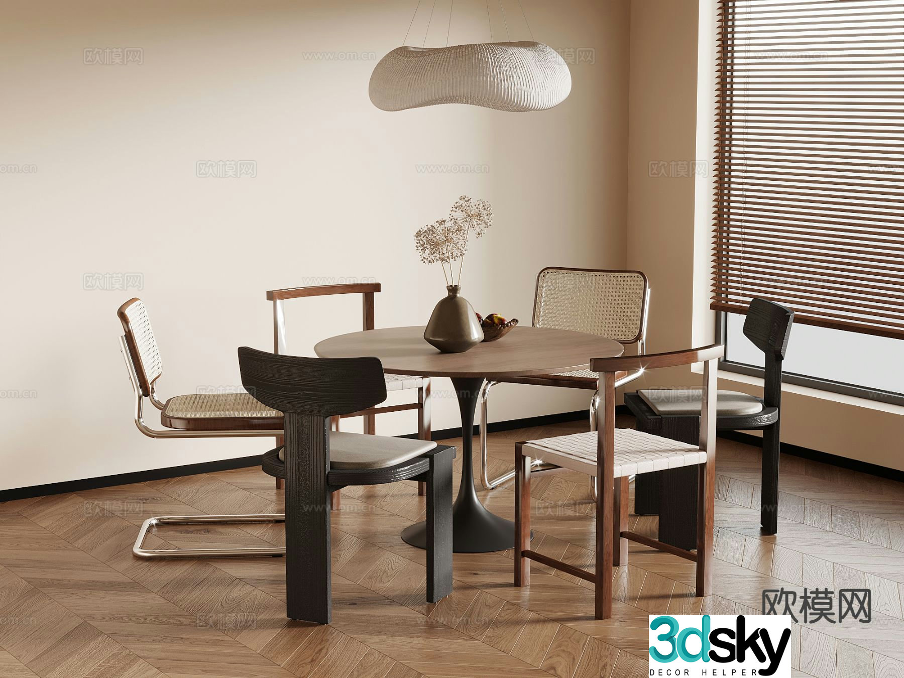 Medieval style dining table and chairs 3d model